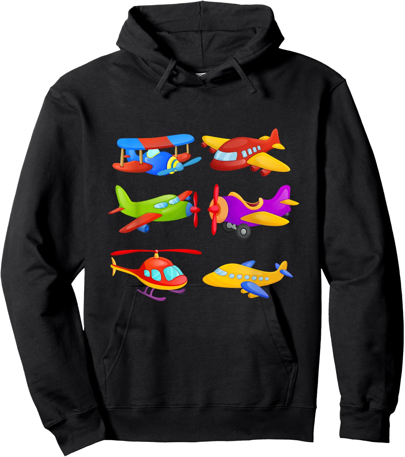 Boys' Airplanes & Helicopter Short Sleeved for Toddlers Hoodie - Hoodie | Black