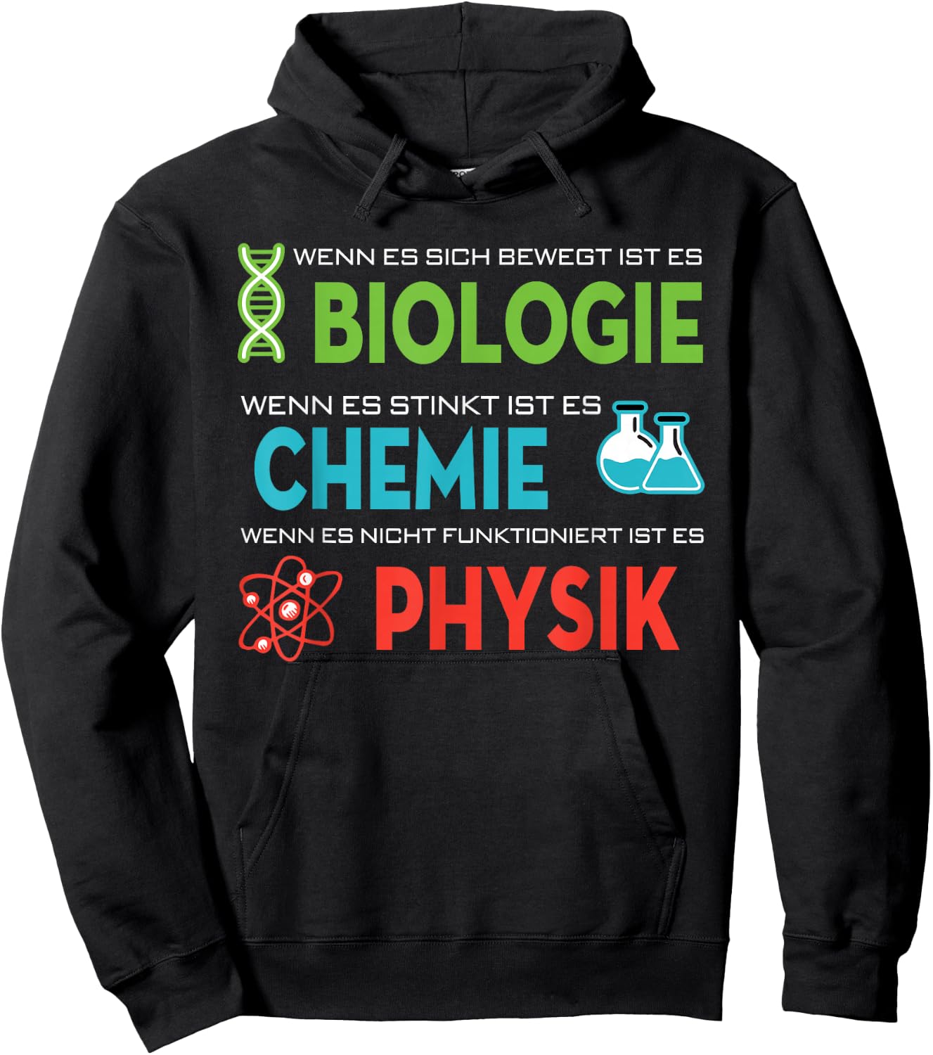 Lustige Wissenschafts Bekleidung Cool Science Biology Chemistry Physics Graphic - Adult, , Short Sleeve, 3X-Large, Black Hoodie - Hoodie | Black