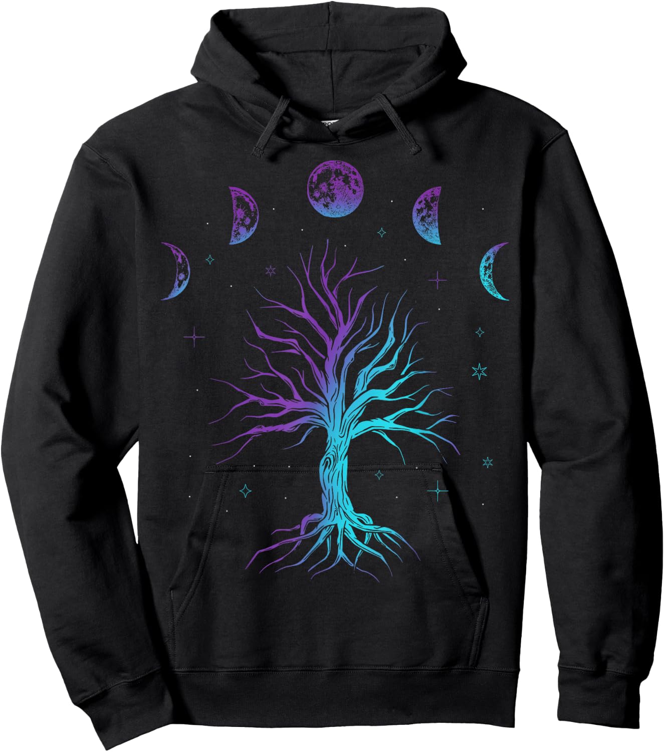 Moon Phases Tree of Life - Viking Pagan Wicca Hoodie - Hoodie | Black