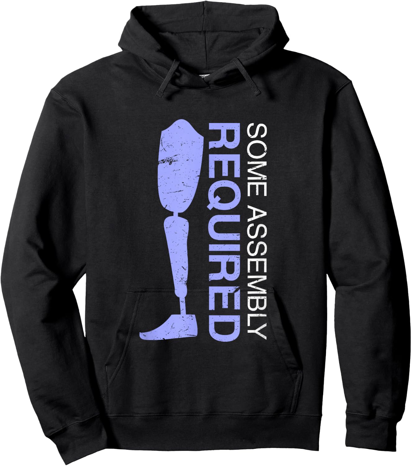 Some Assembly Required | Funny Amputated Leg Prosthetic Joke Hoodie - Hoodie | Black