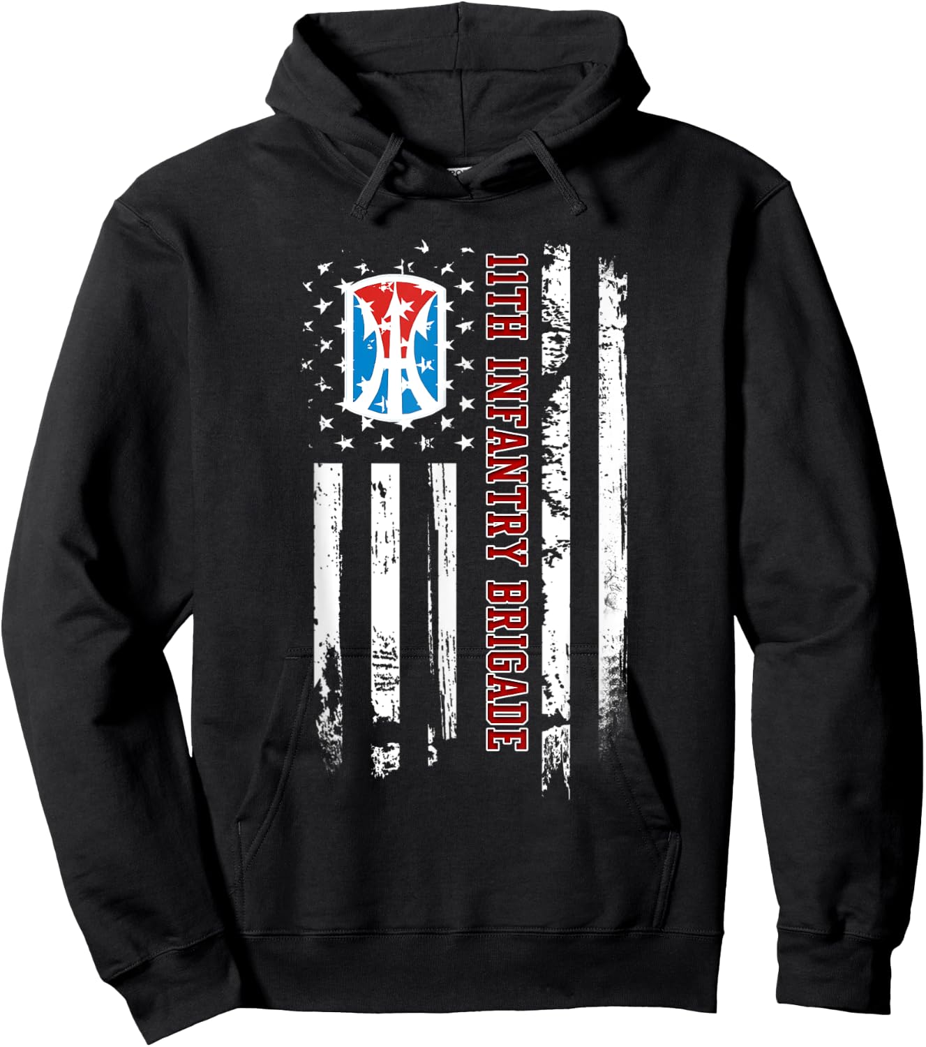 11th Infantry Brigade Veteran USA Flag Veterans Day Xmas Women Men Hoodie - Hoodie | Black