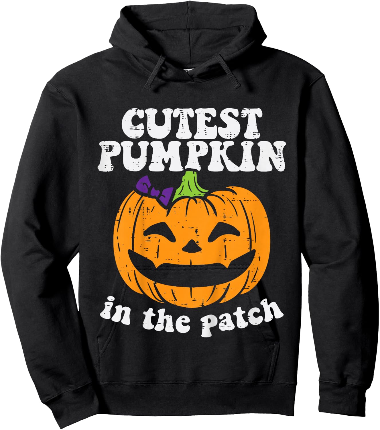 Kids Cutest Pumpkin In The Patch Cute Halloween Toddler Girls Hoodie - Hoodie | Black