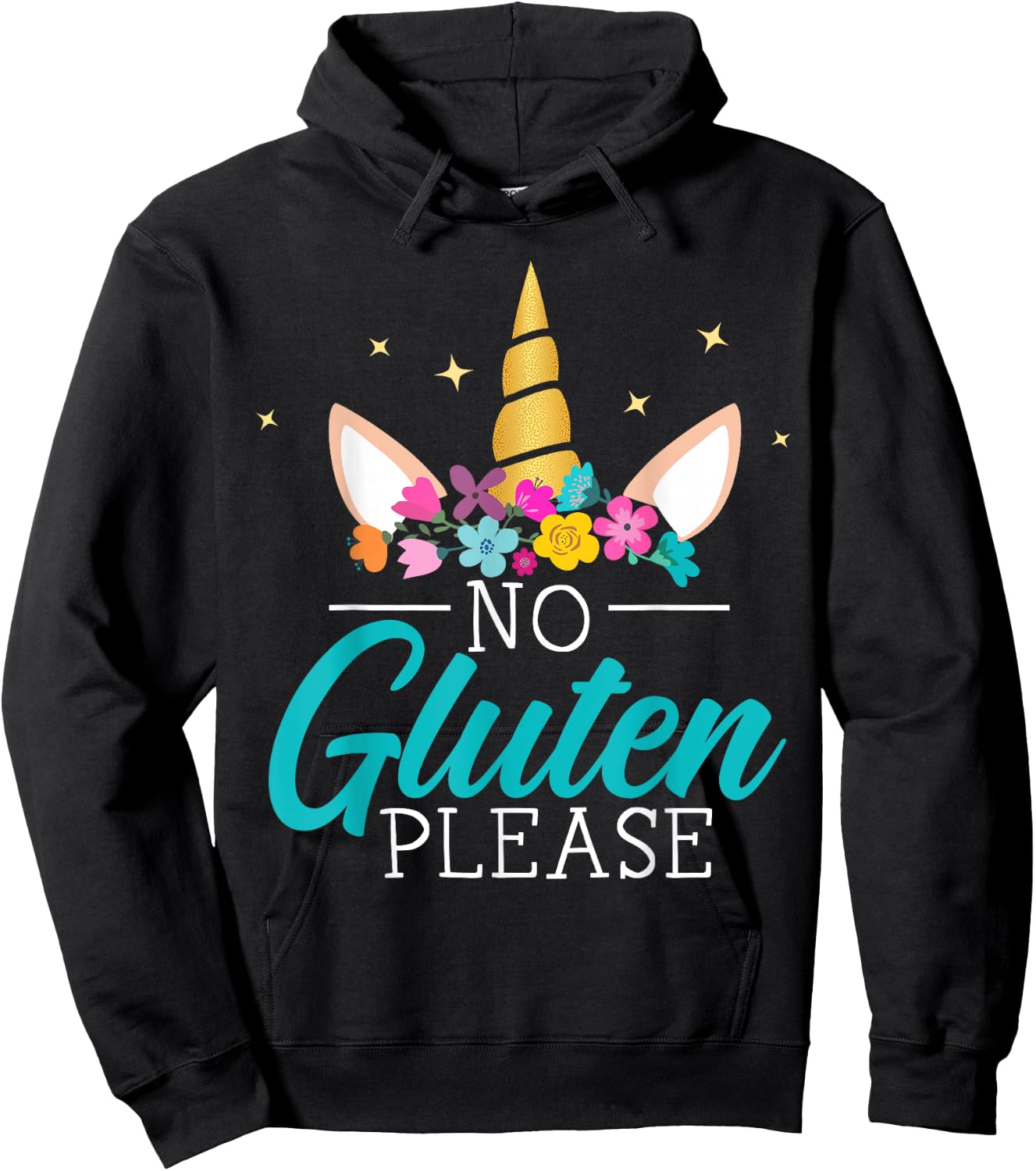 No Gluten Please Unicorn Celiac Disease Awareness Month Hoodie - Hoodie | Black