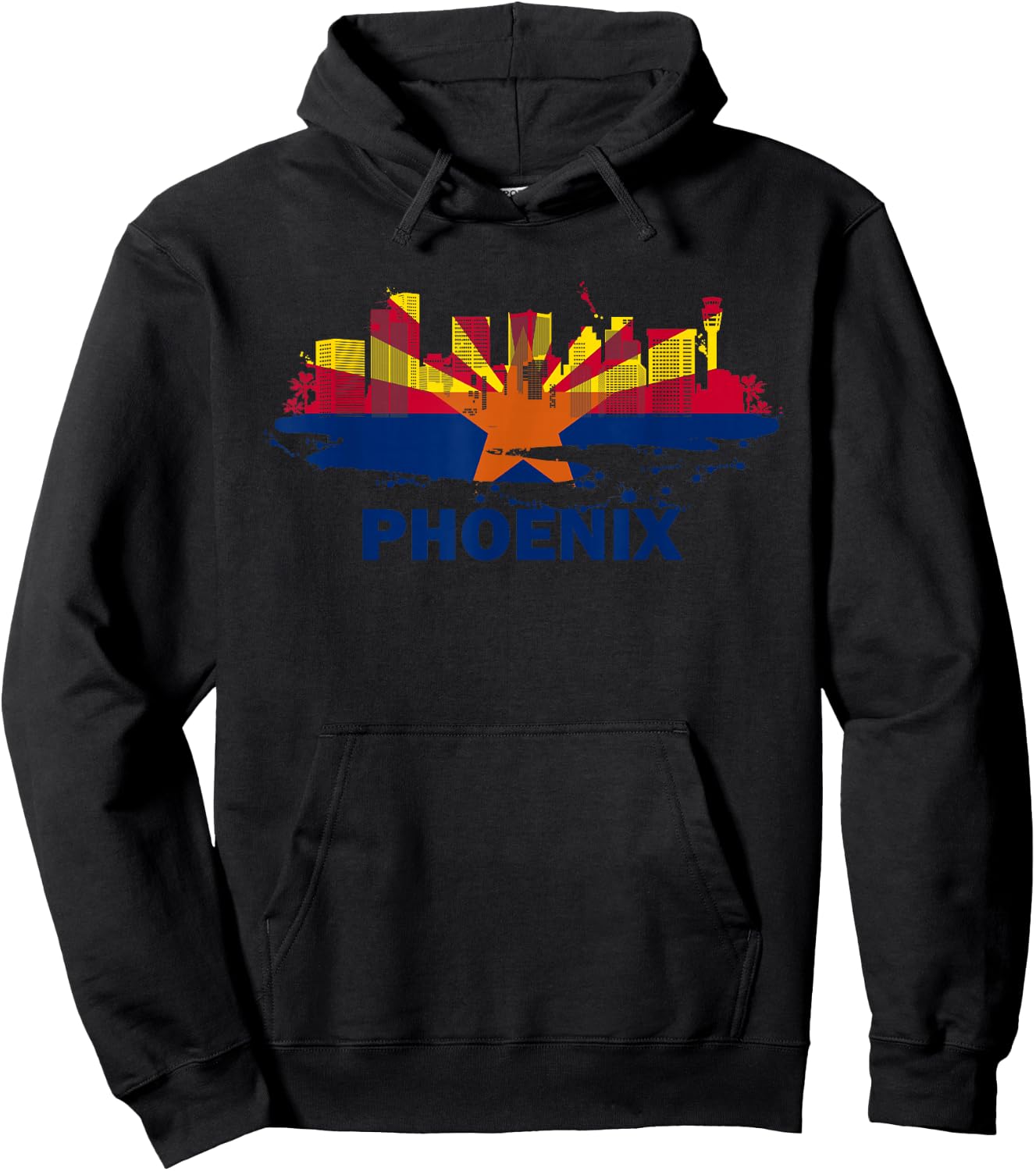 Arizona State Flag - Phoenix Cityscape - Phoenix Skyline Hoodie - Hoodie | Black