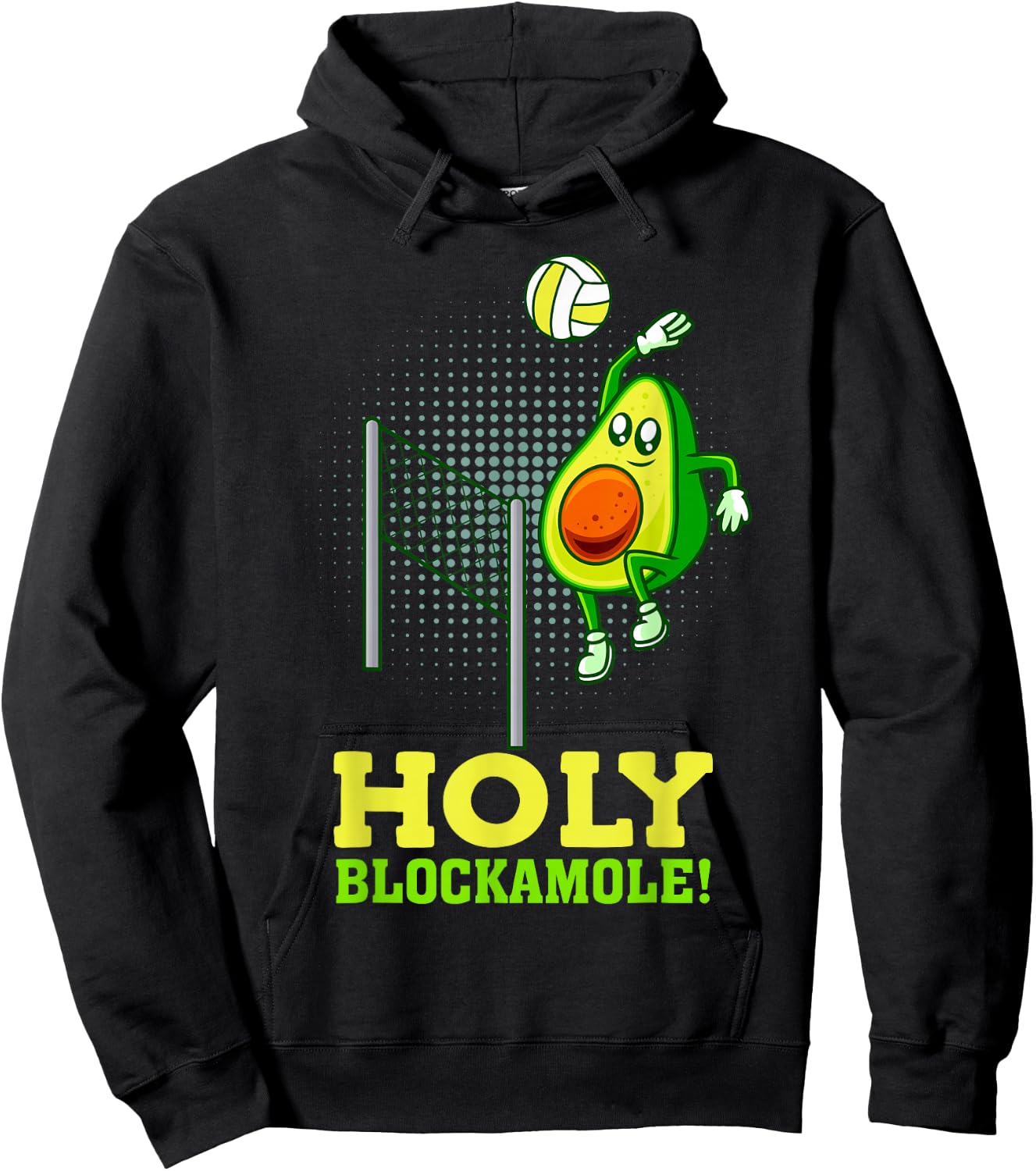 Holy Blockamole Funny Volleyball Match Block Avocado Design Hoodie - Hoodie | Black