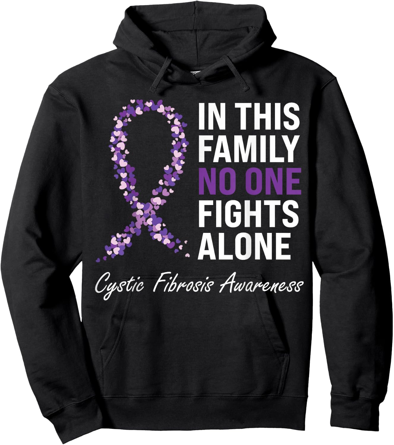 Cystic Fibrosis Awareness Purple Ribbon Hoodie - Hoodie | Black