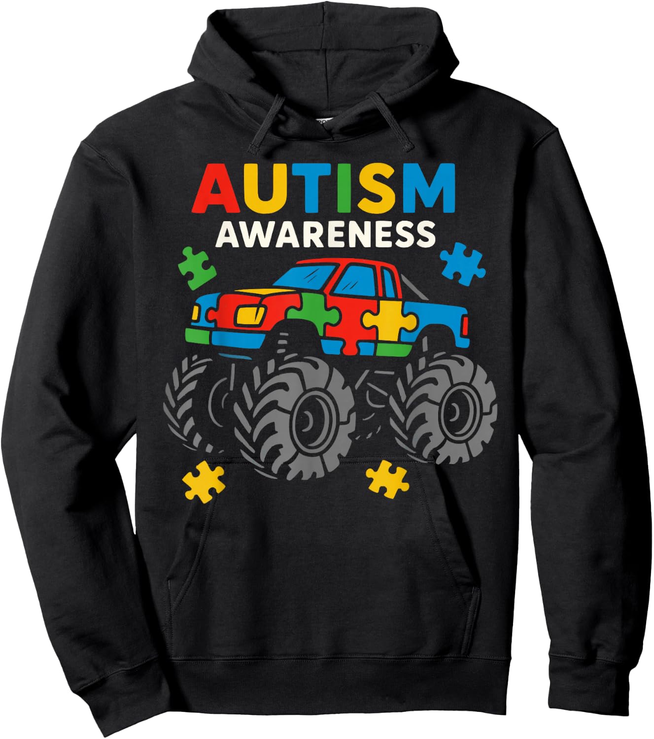 Truck Puzzles for Kids Autism Awareness Toddler Boy Youth Hoodie - Hoodie | Black