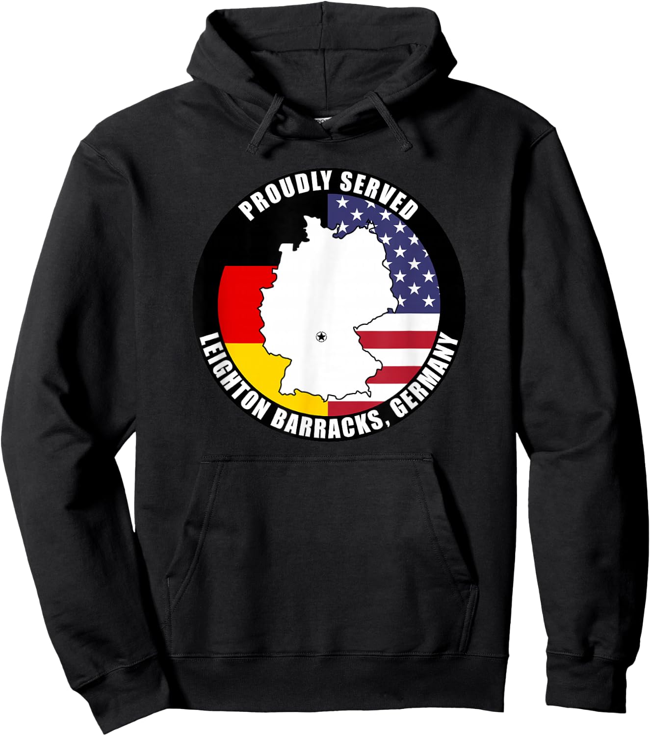Proudly Served Leighton Barracks Germany Military Veteran Hoodie - Hoodie | Black