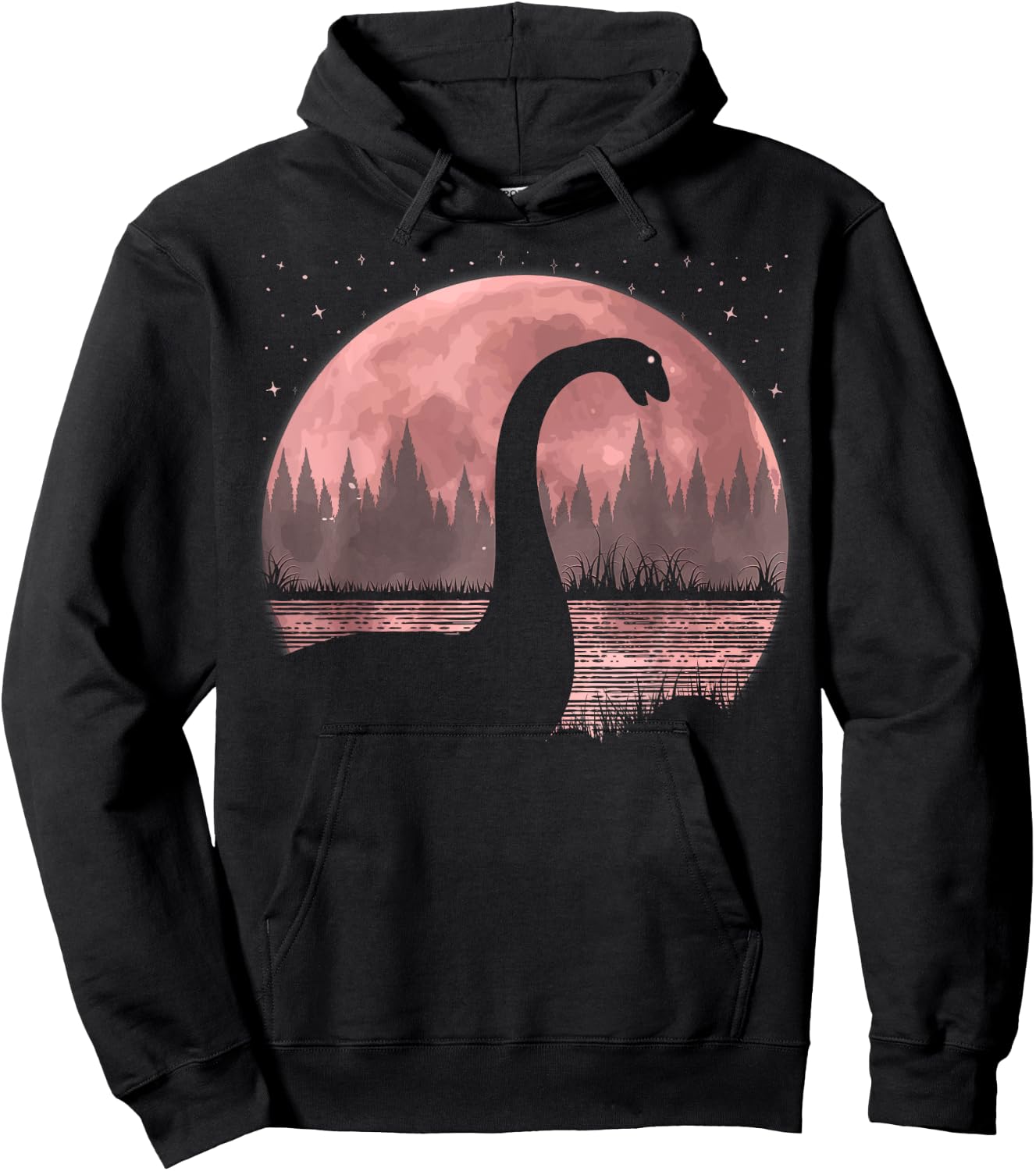 Nessie Loch Ness Monster Graphic Full Moon Loch Ness Hoodie - Hoodie | Black
