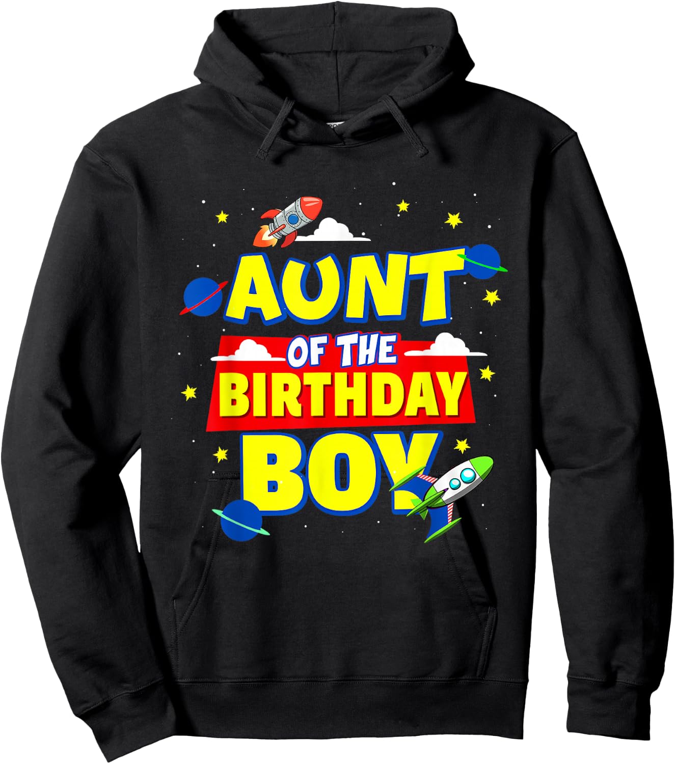 Aunt Of The Birthday Astronaut Boy Outer Space Theme Party Hoodie - Hoodie | Black