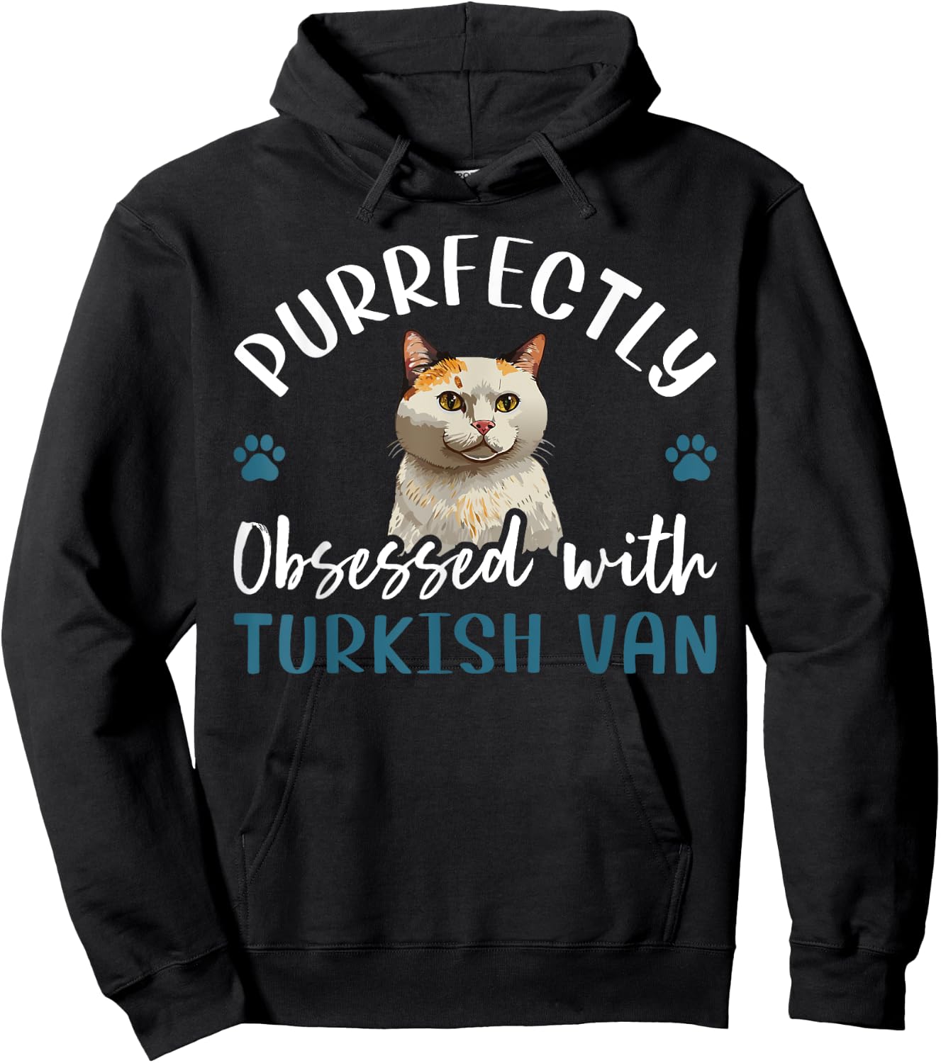 Purrfectly Obsessed With Turkish Van Cat Women Kids Hoodie - Hoodie | Black