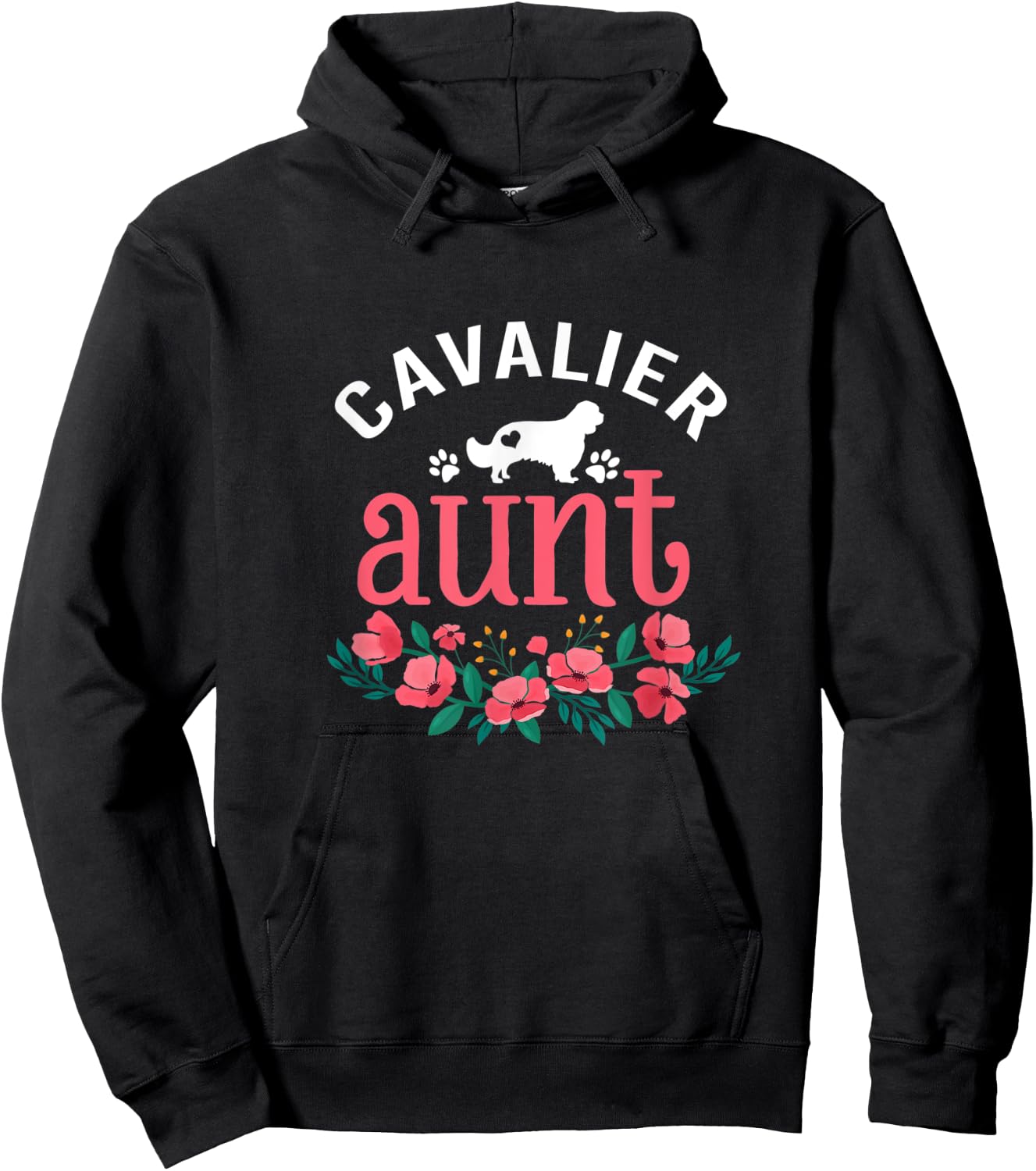 Cavalier Aunt Gifts Women Cute Dog Lover Owner Christmas Mom Hoodie - Hoodie | Black