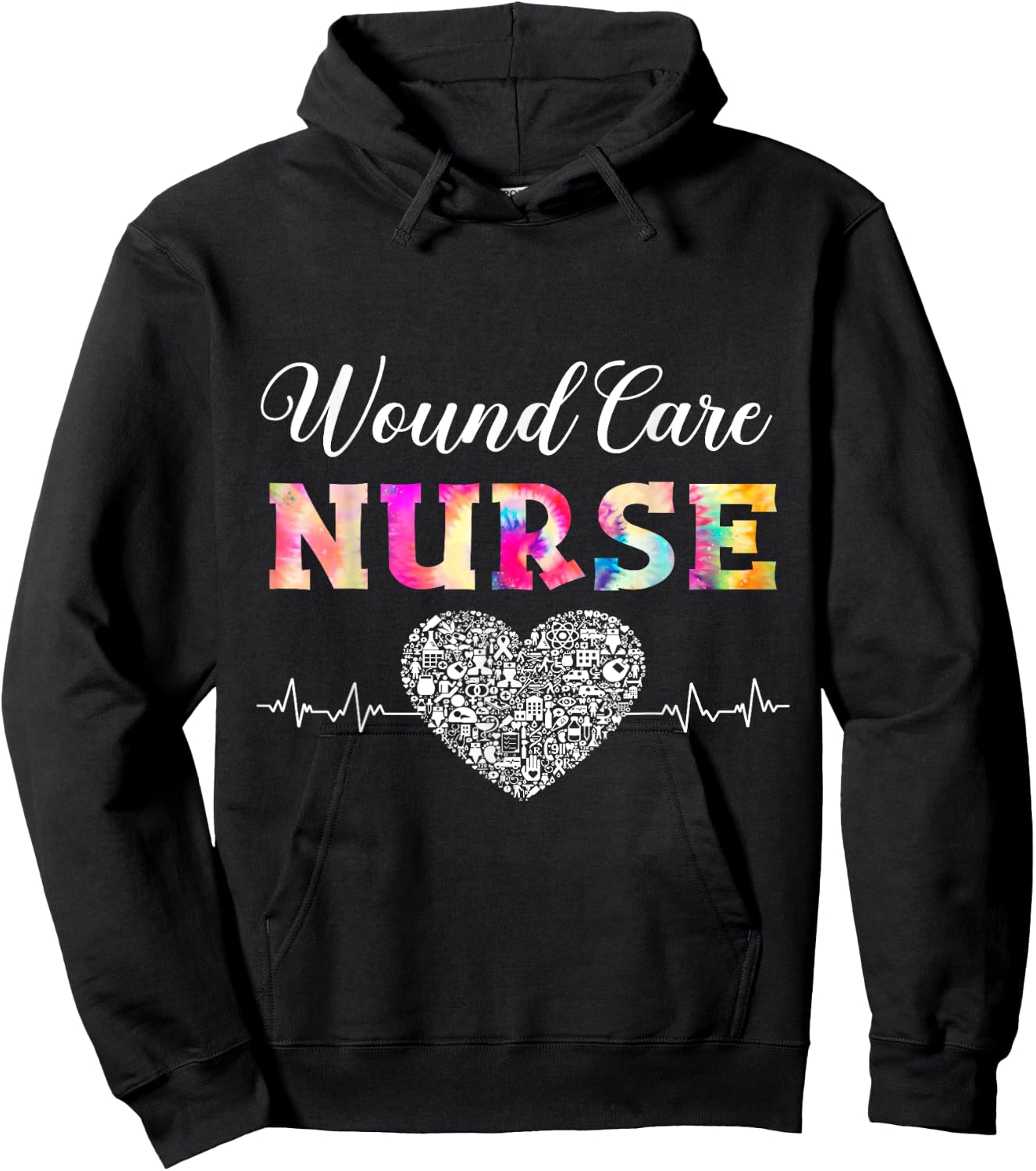 Wound Care Nurse Watercol Love Heart Stethoscope Nurse Women Hoodie - Hoodie | Black