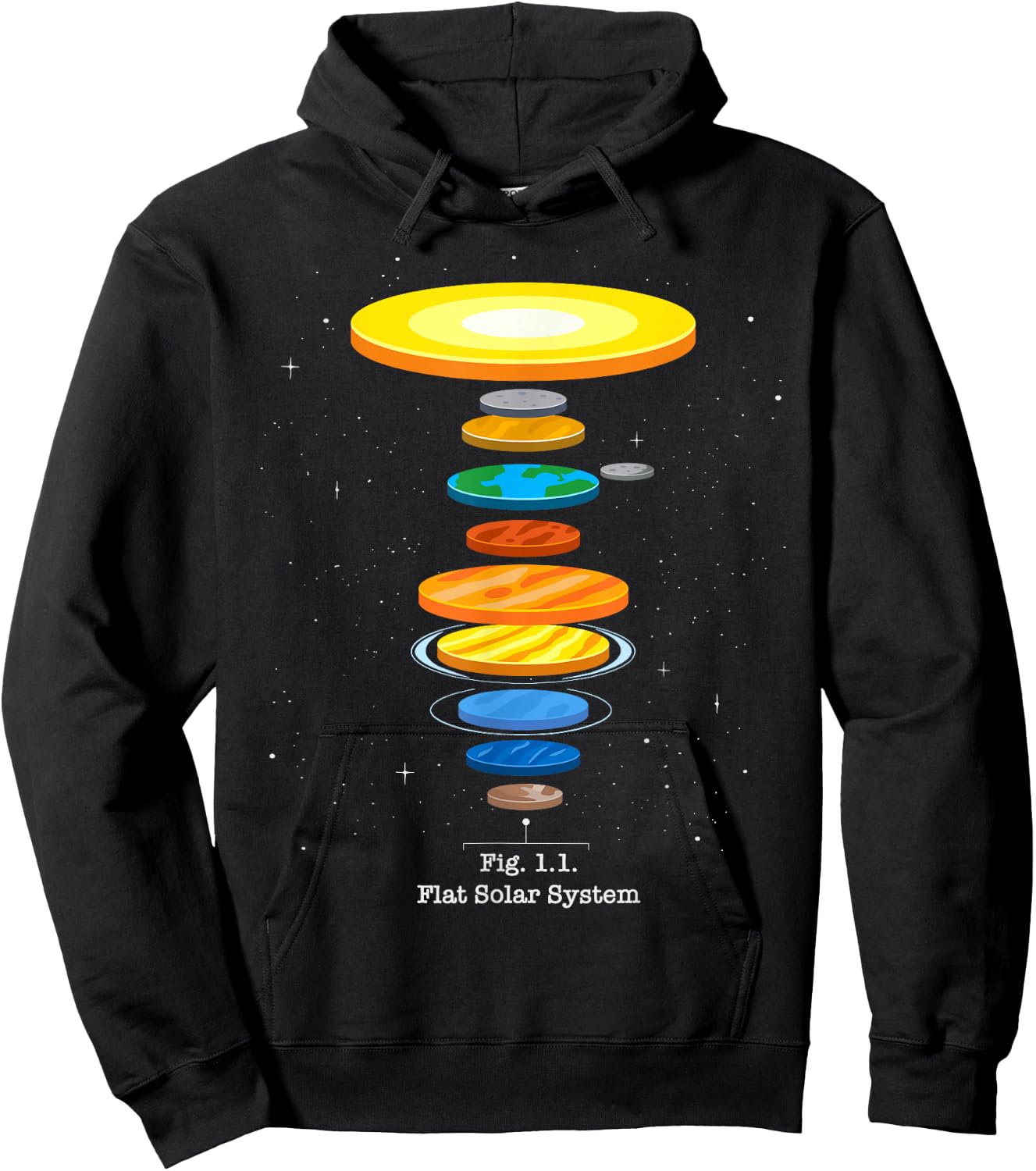 Flat Earth Theory Space Astronomy Science Flat Solar System Hoodie - Hoodie | Black
