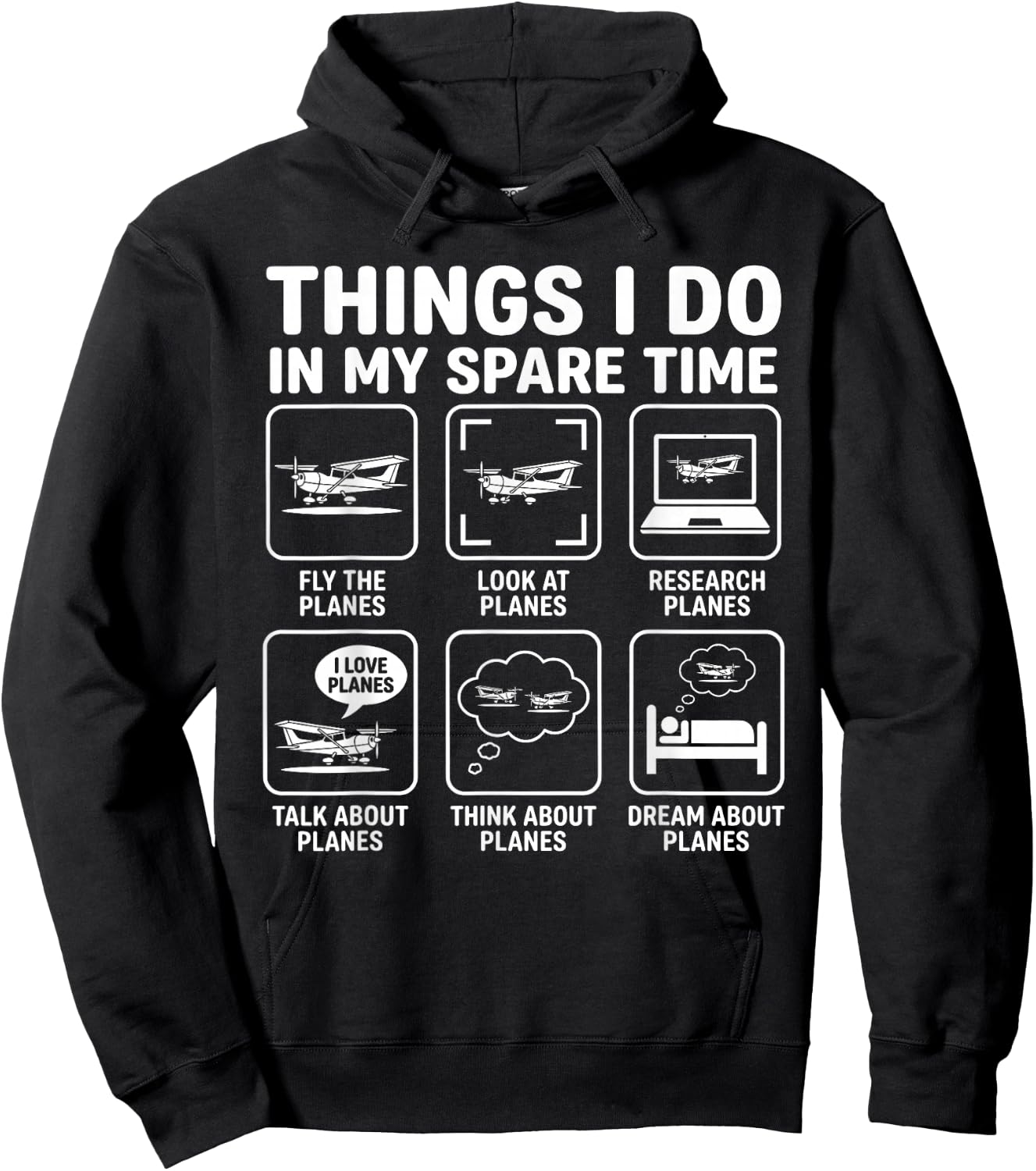 Funny Things I do in My Spare Time Planes Pilot Aviation Hoodie - Hoodie | Black