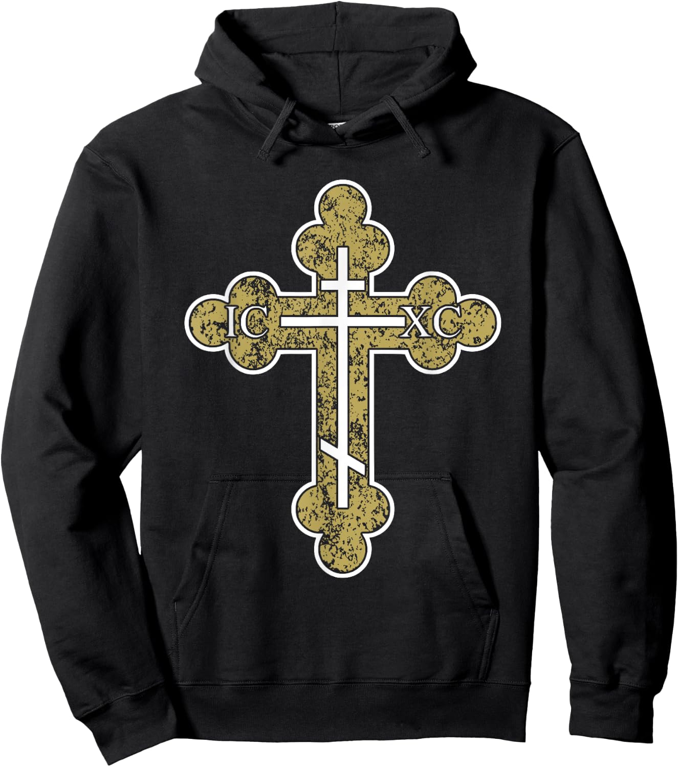 IC XC NIKA Cross Christogram Orthodox Eastern Christian Hoodie - Hoodie | Black