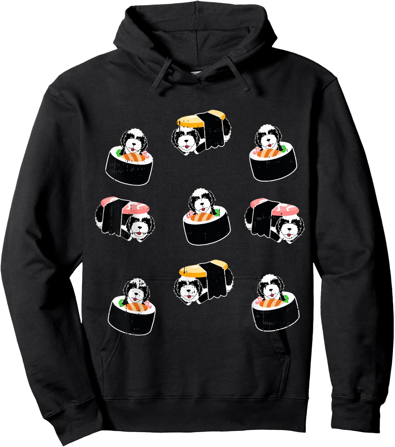 Sheepadoodle Sushi Puppy Cute Japanese Food Dog Lover Gift Hoodie - Hoodie | Black
