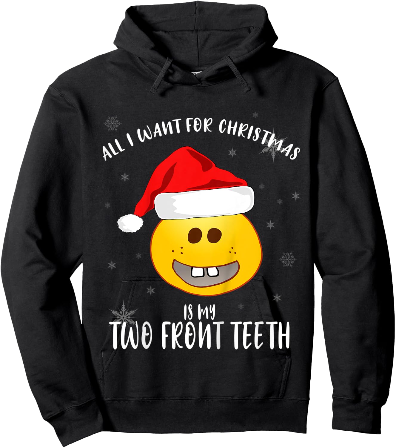 Kids All I Want Is My Two front Teeth Christmas gifts for kids Hoodie - Hoodie | Black