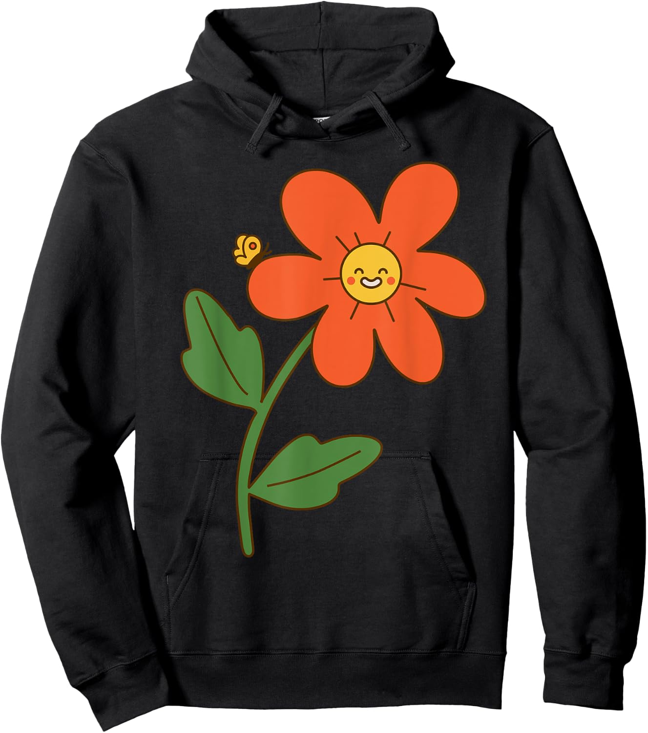 Smiling Flower Retro Vintage 70s Graphic Happy Kawaii Face Hoodie - Hoodie | Black
