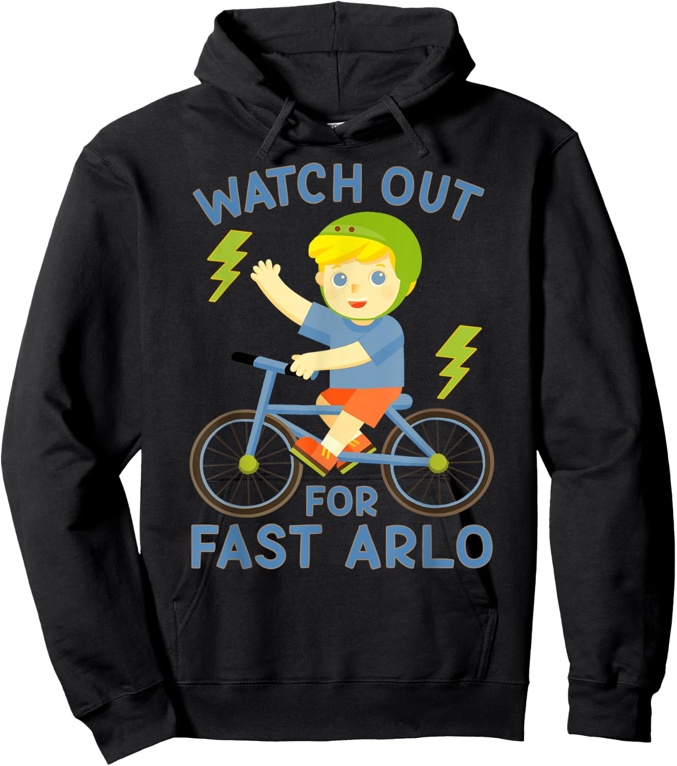 Watch Out for Fast Arlo Boy on Bike Bicycle Hoodie - Hoodie | Black