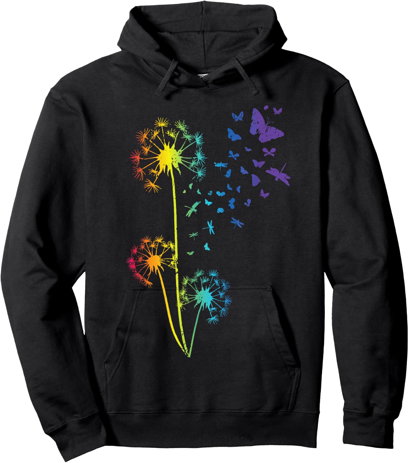 Dandelion Rainbow Dragonfly Breathe Flower Butterfly Hoodie - Hoodie | Black