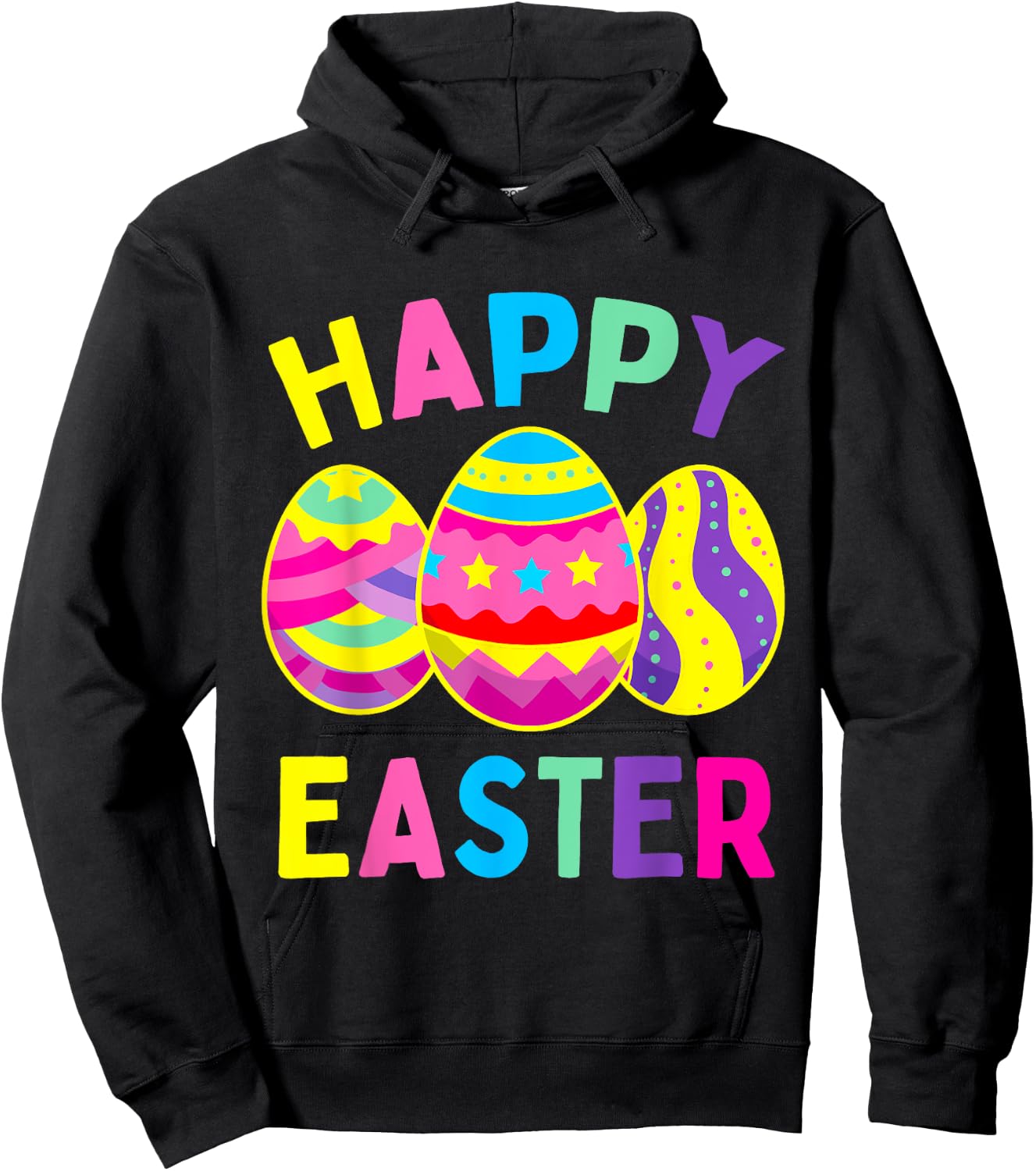 Happy Easter Day, Cute Colorful Egg Hunting Women Boys Girls Hoodie - Hoodie | Black