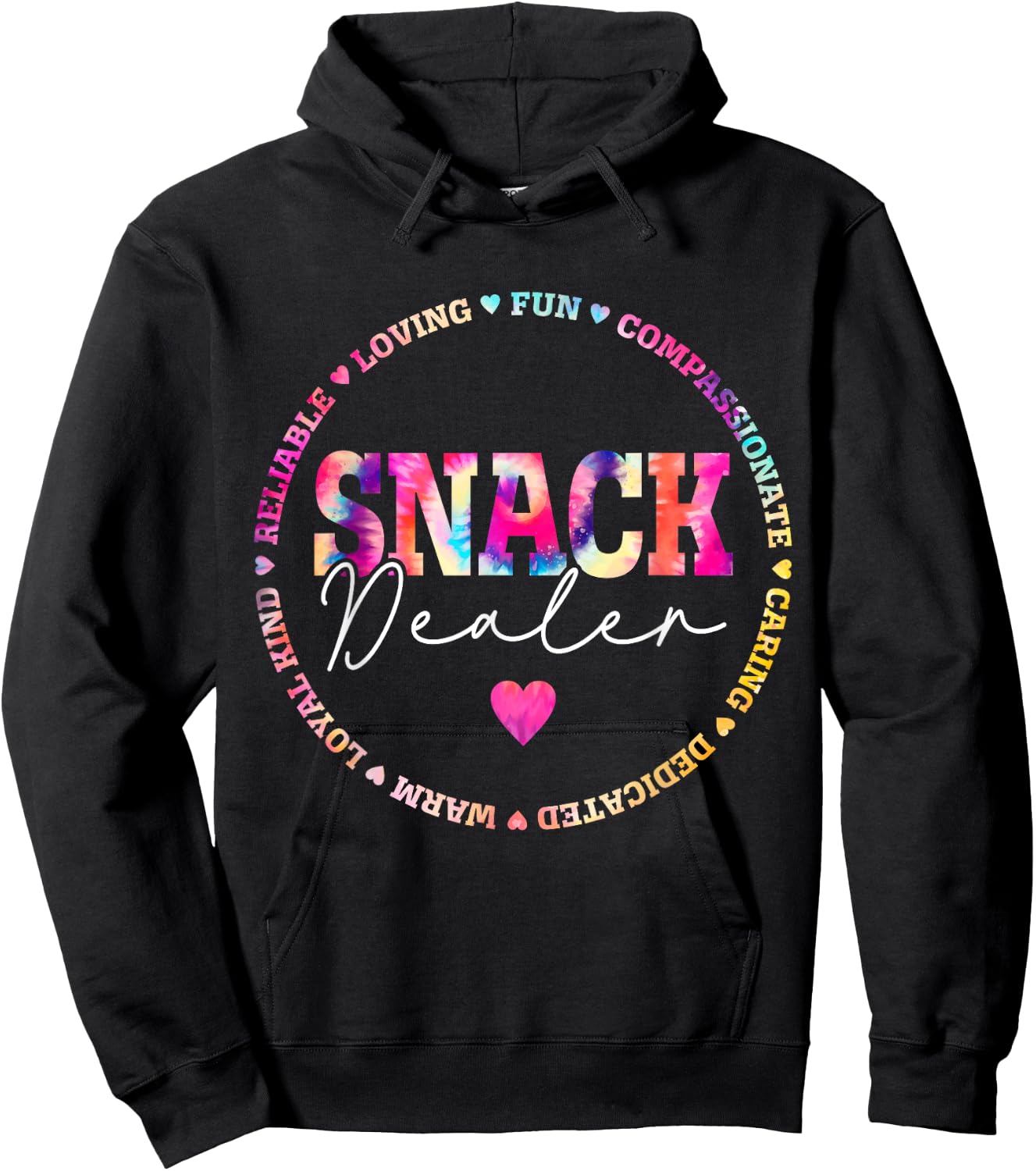 Tie Dye Snack Dealer Appreciation Funny Lunch Lady Crew Hoodie - Hoodie | Black
