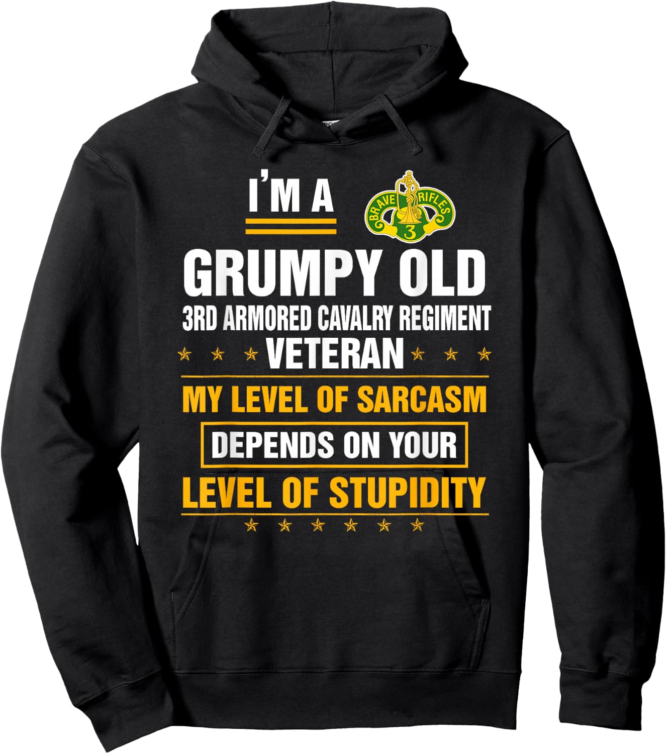 Grumpy Old 3rd Armored Cavalry Regiment Veteran Funny Xmas Hoodie - Hoodie | Black