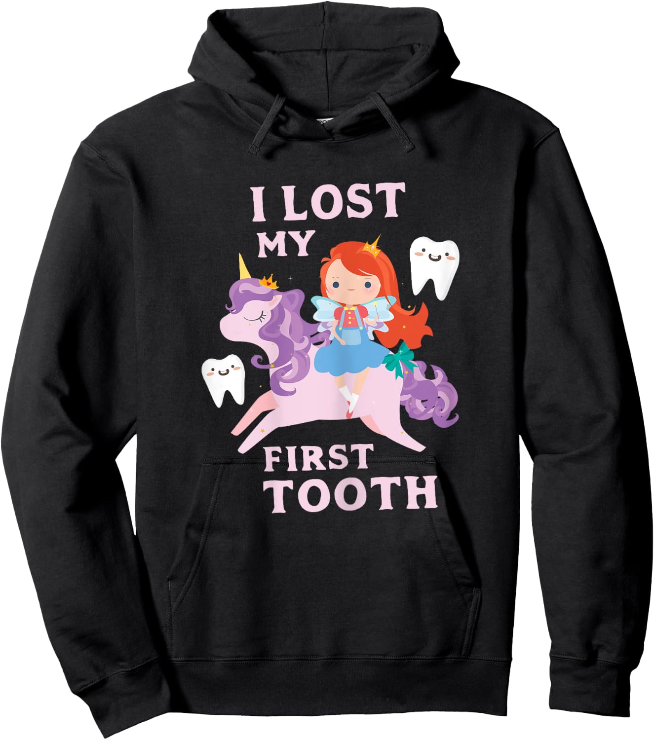 I Lost My First Tooth Shirt Baby Teeth Out Fairy Unicorn Hoodie - Hoodie | Black