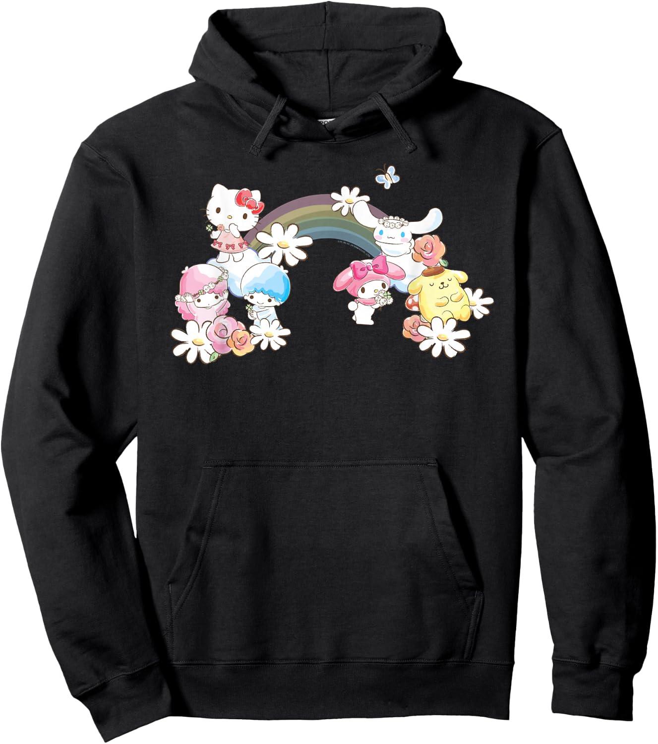 Sanrio Spring Hello Kitty Little Twin Stars My Melody Purin Hoodie - Hoodie | Black