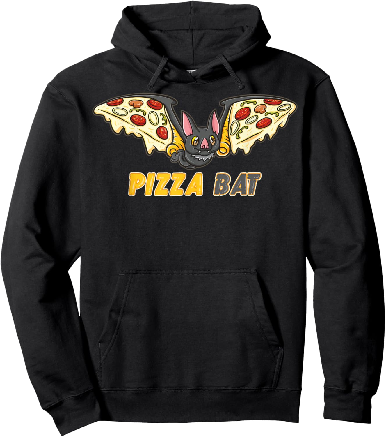Pizza Bat Delicious Cheesy Pizza Lover Halloween Costume Hoodie - Hoodie | Black