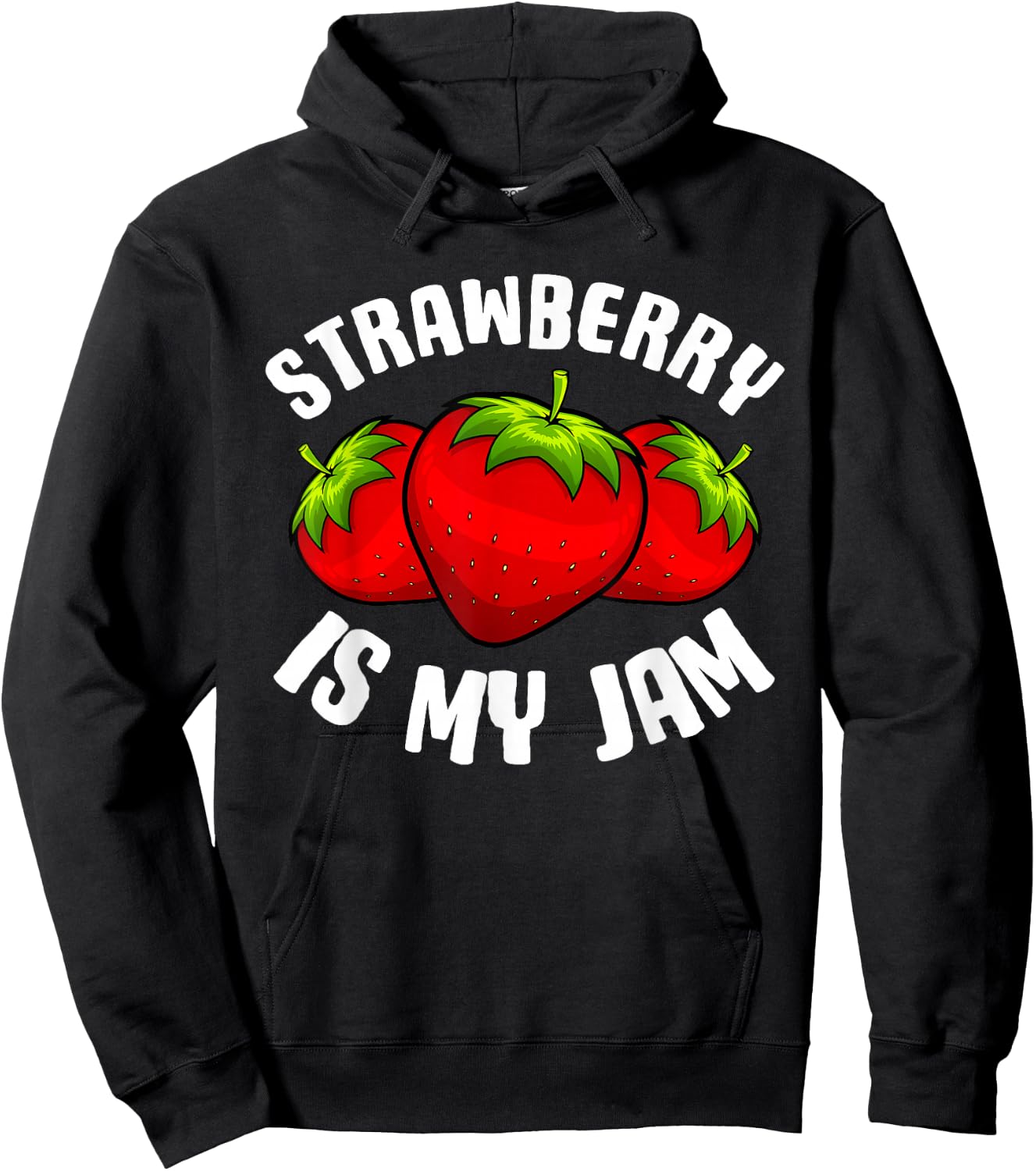 Funny Strawberry Design Women Strawberries Humor , Black Hoodie - Hoodie | Black