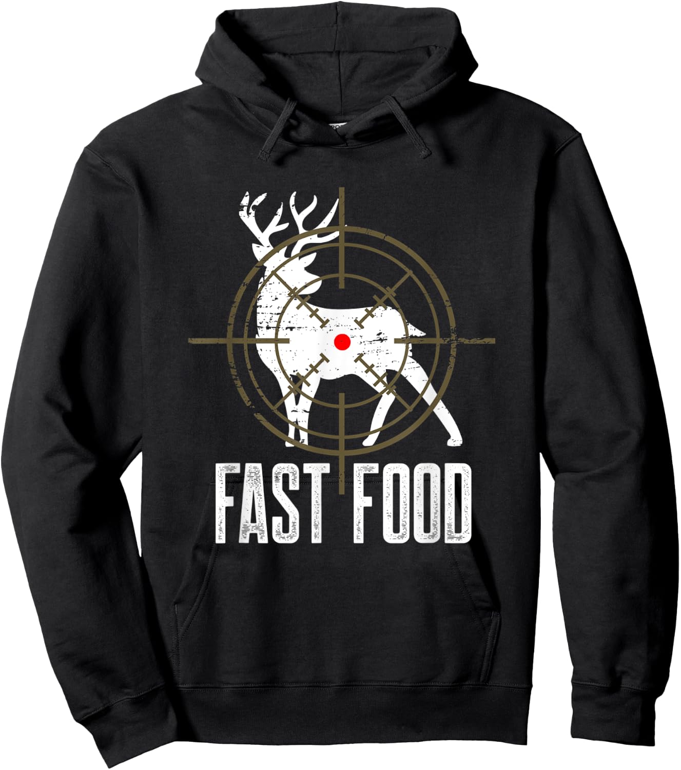 Fast Food Hunter Long Range Shooting Funny Buck Deer Hunting Hoodie - Hoodie | Black