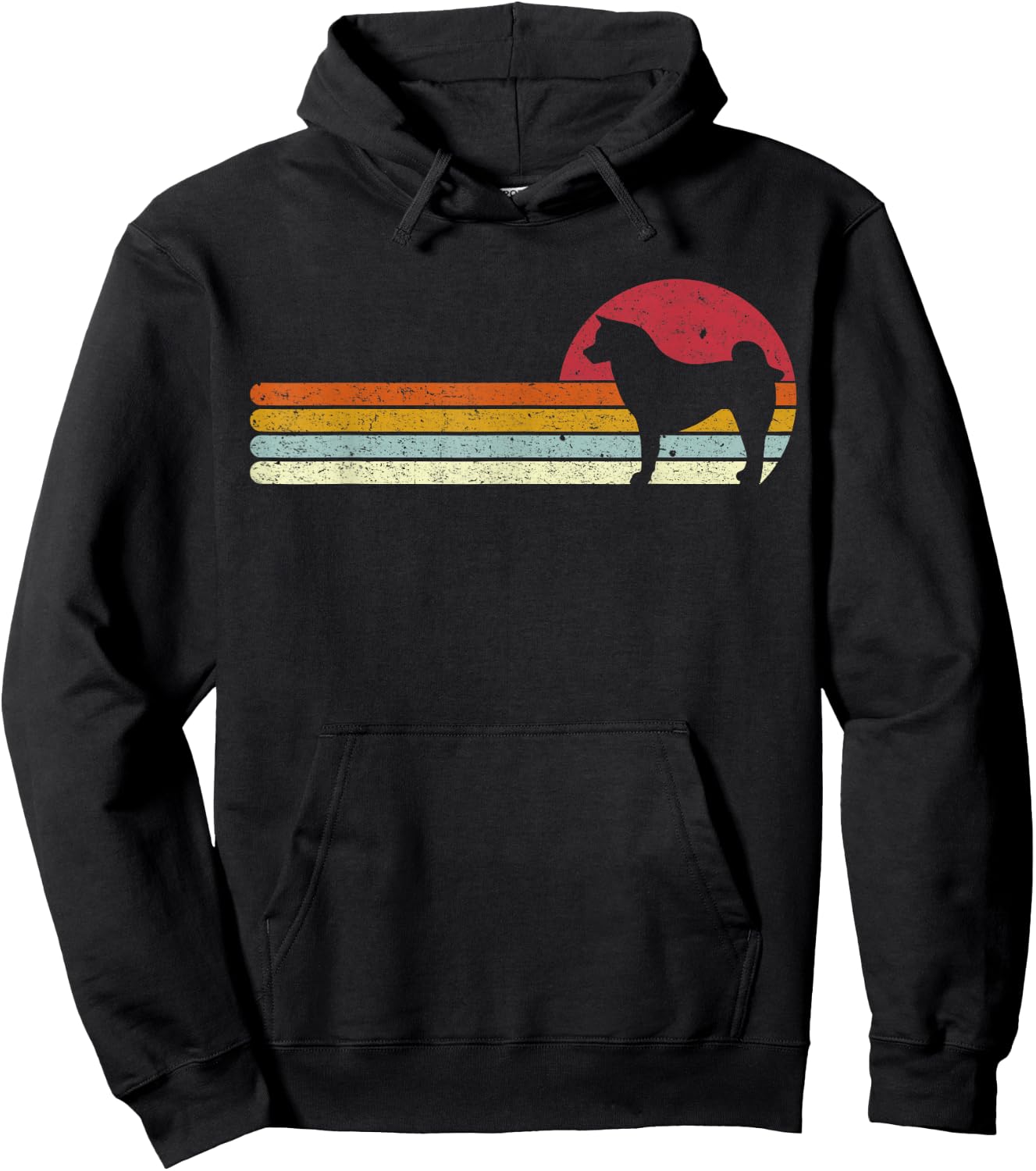 Sunset Akita Distressed Japanese Dog Owner Hoodie - Hoodie | Black