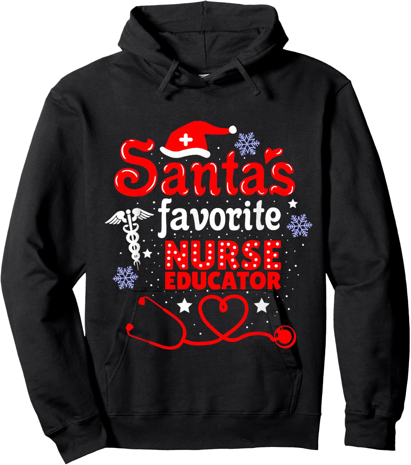 Santas Favorite Nurse Educator Christmas Hoodie - Hoodie | Black