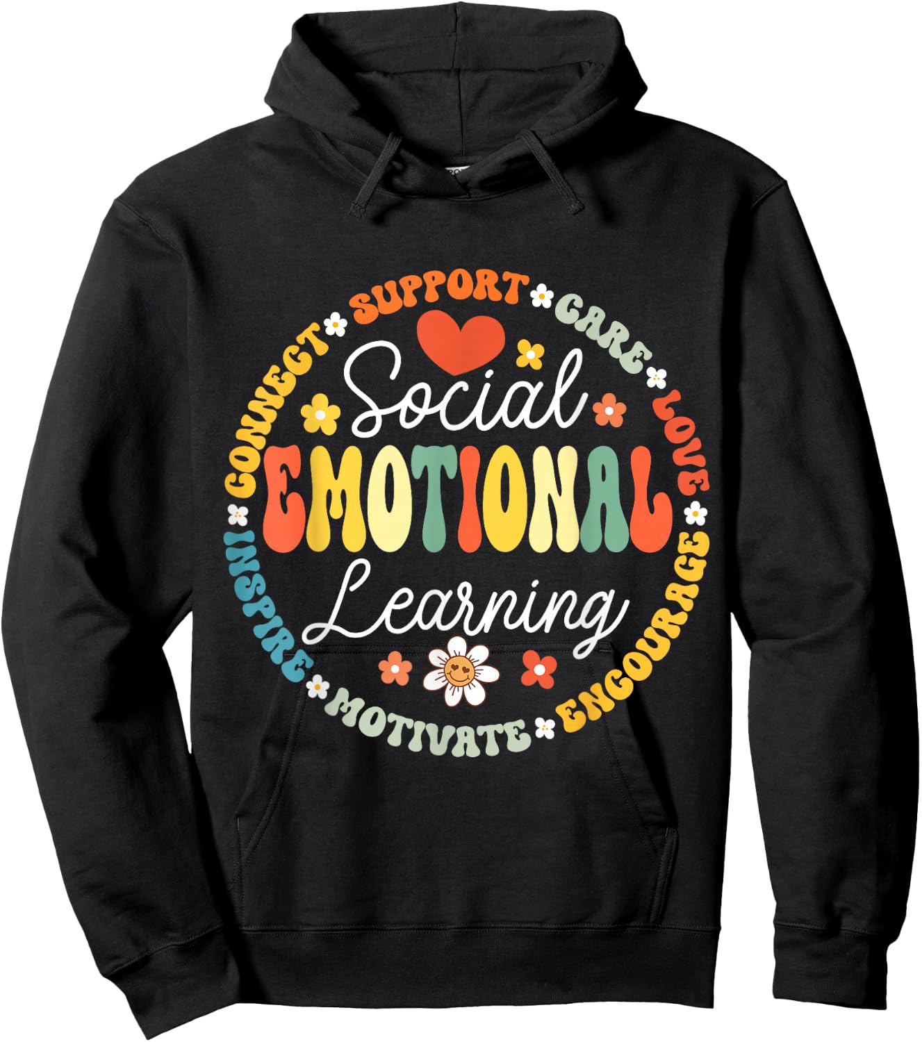Social Emotional Learning Heart Counselor Teacher SEL Day Hoodie - Hoodie | Black