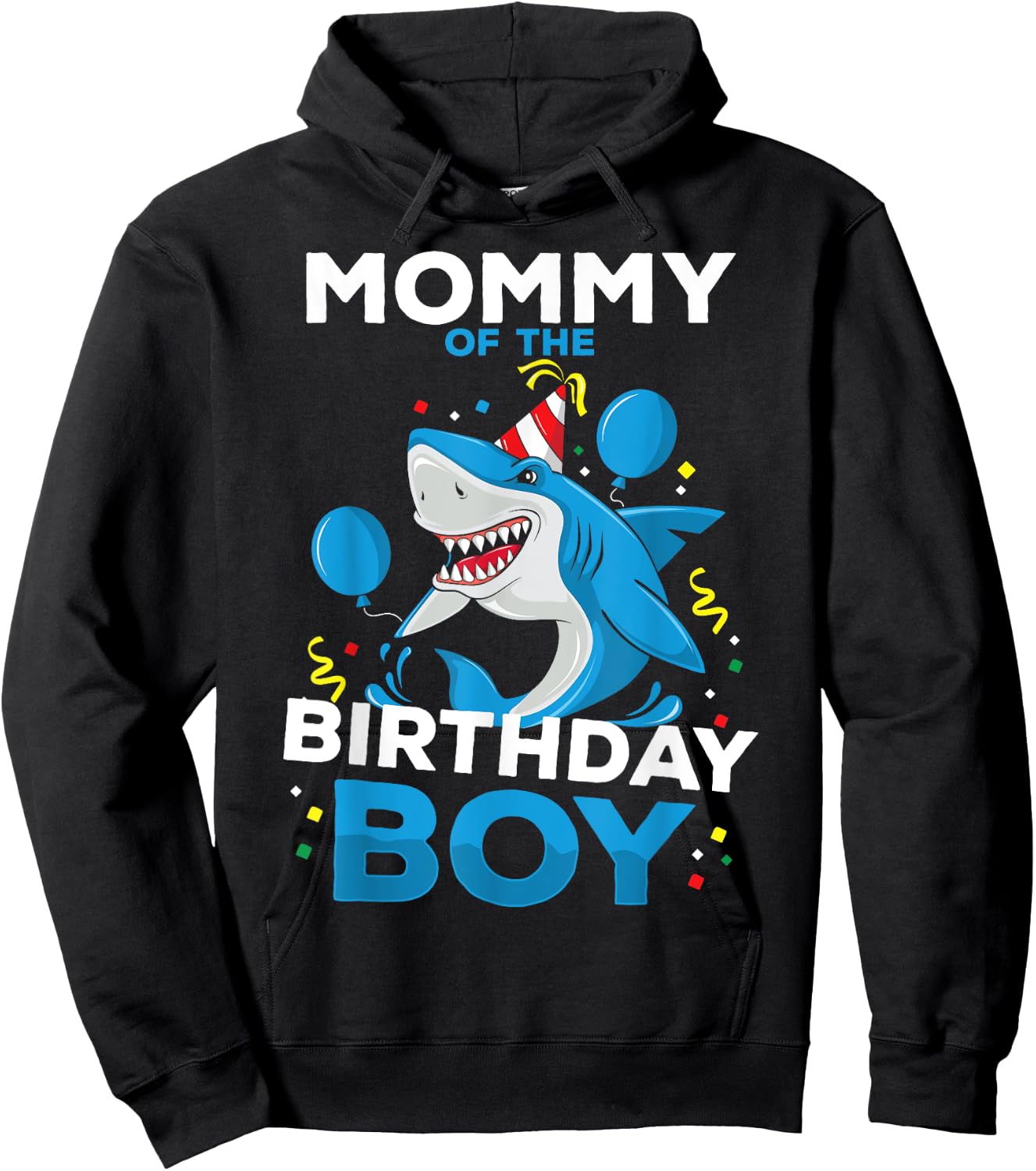Mommy of The Birthday Boy Shark Ocean Theme Matching Family Hoodie - Hoodie | Black