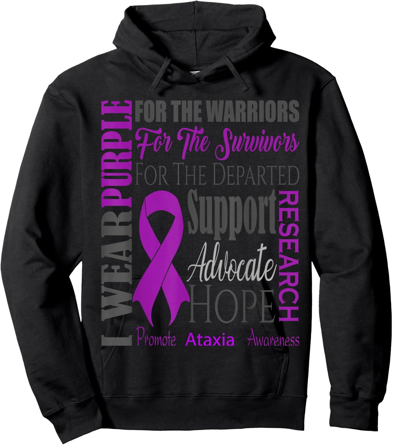 Ataxia Neurological Sickness Awareness for Warriors Fighters Hoodie - Hoodie | Black