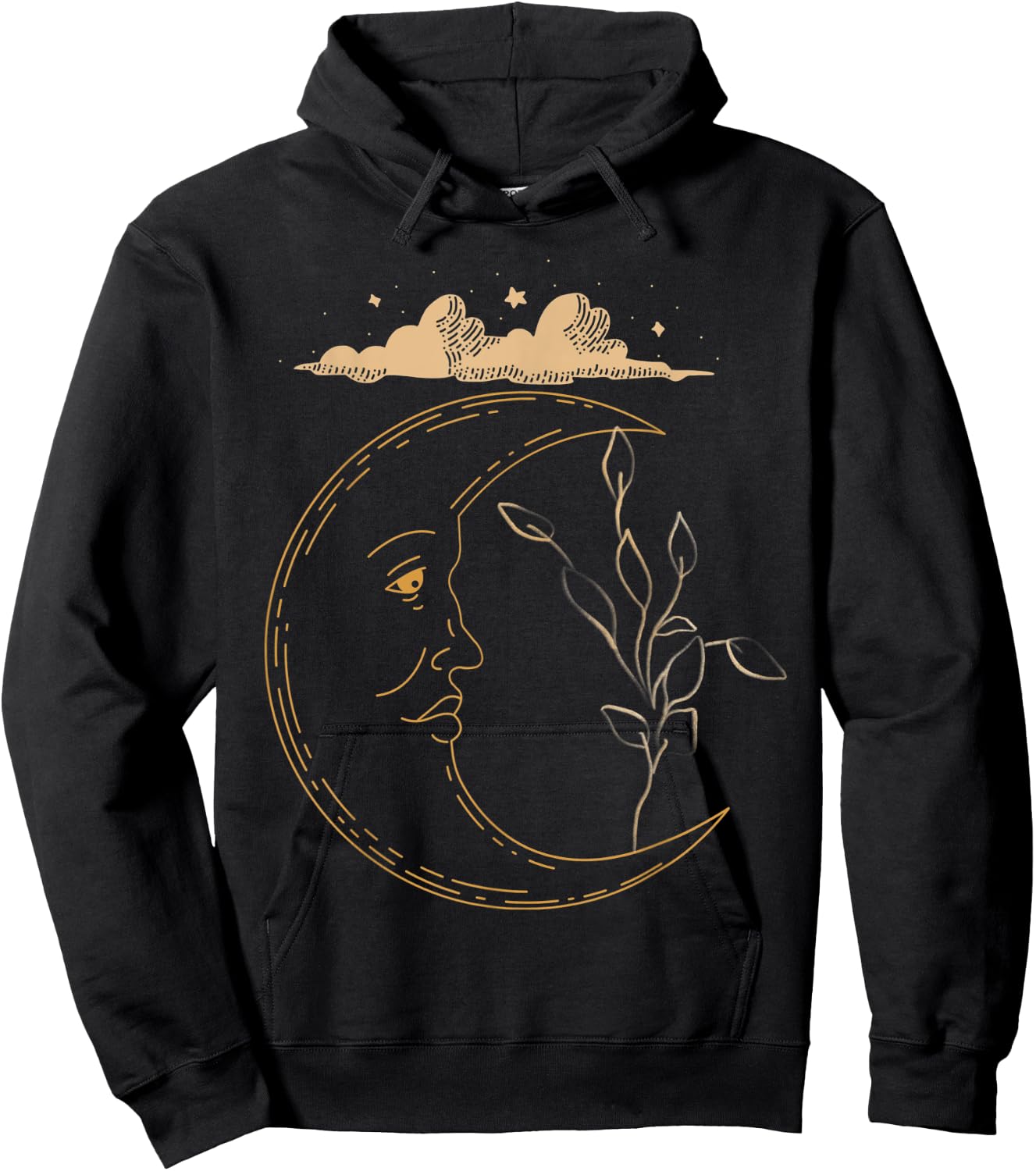 Celestial'd Gold Plant Moon Hoodie - Hoodie | Black