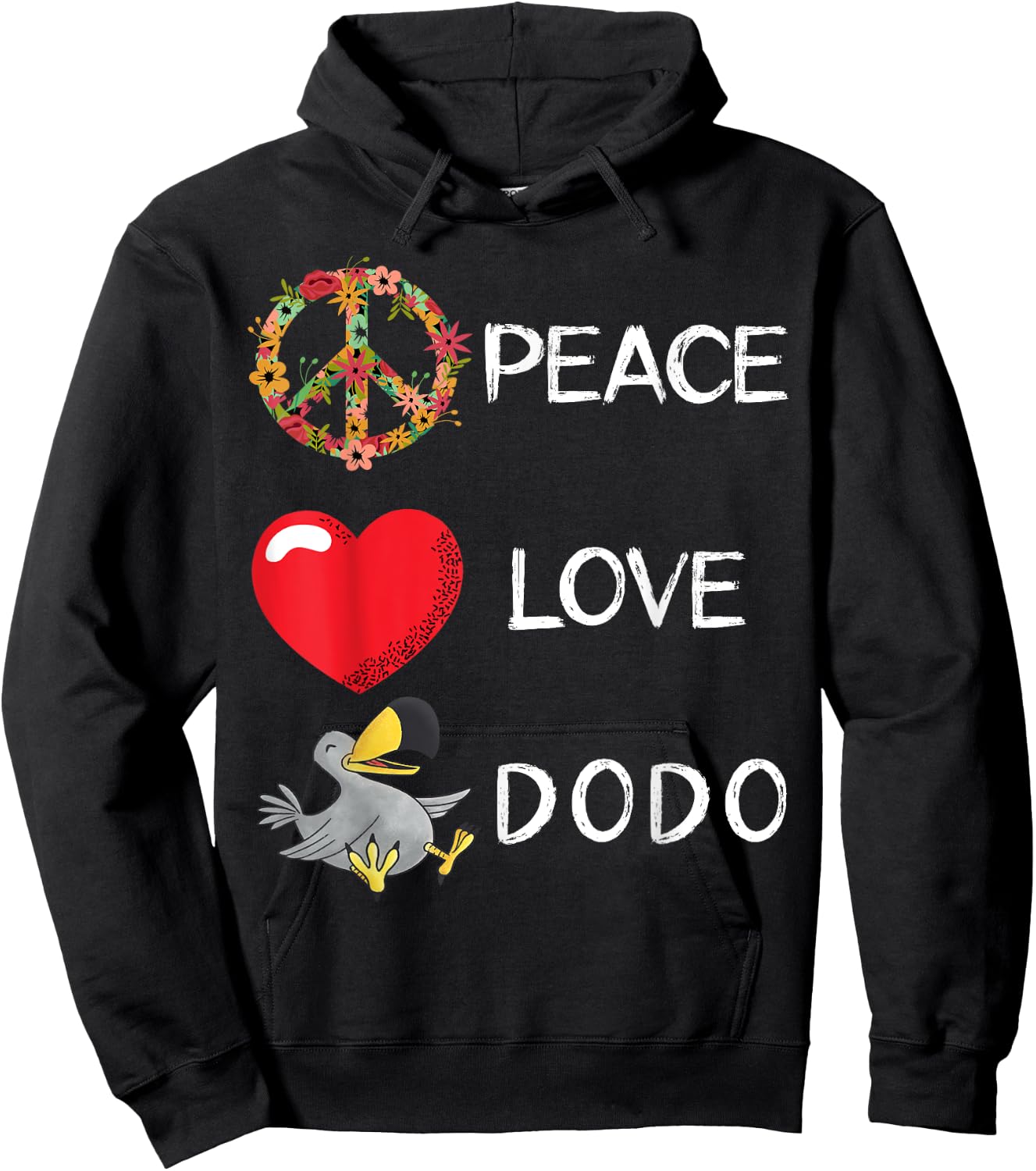 Dodo Bird Love Peace Extinct Flightless Dronte Bird Watcher Hoodie - Hoodie | Black