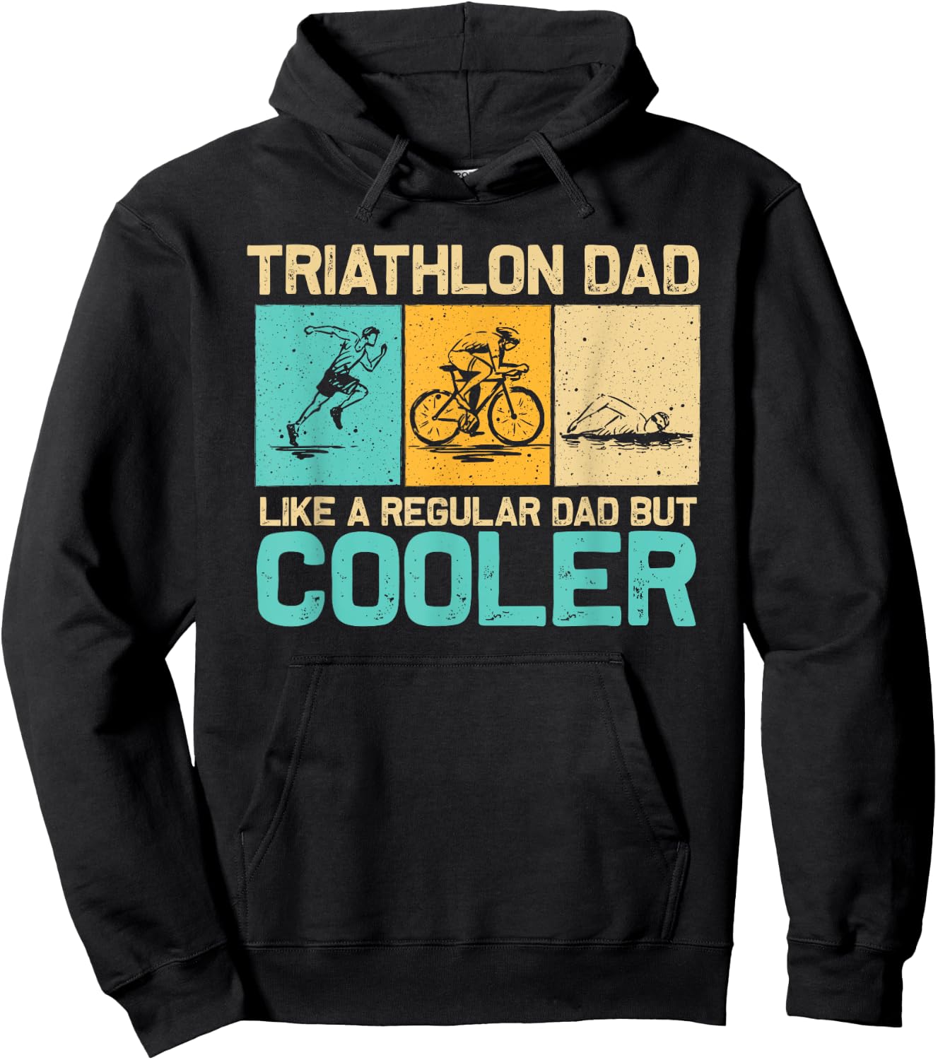 Funny Triathlon Design Dad Swim Bike Run Triathletes Hoodie - Hoodie | Black