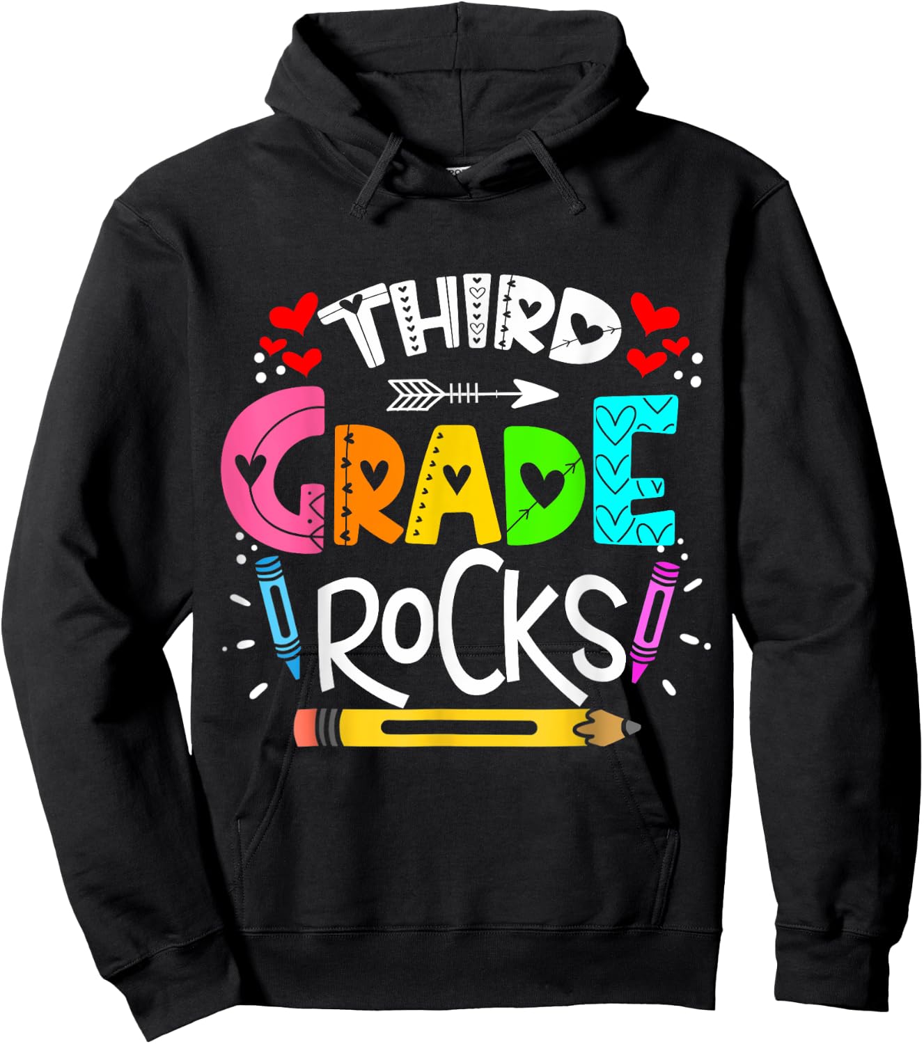 3rd Grade Rocks Rocking 3rd Grade Teacher Hoodie - Hoodie | Black