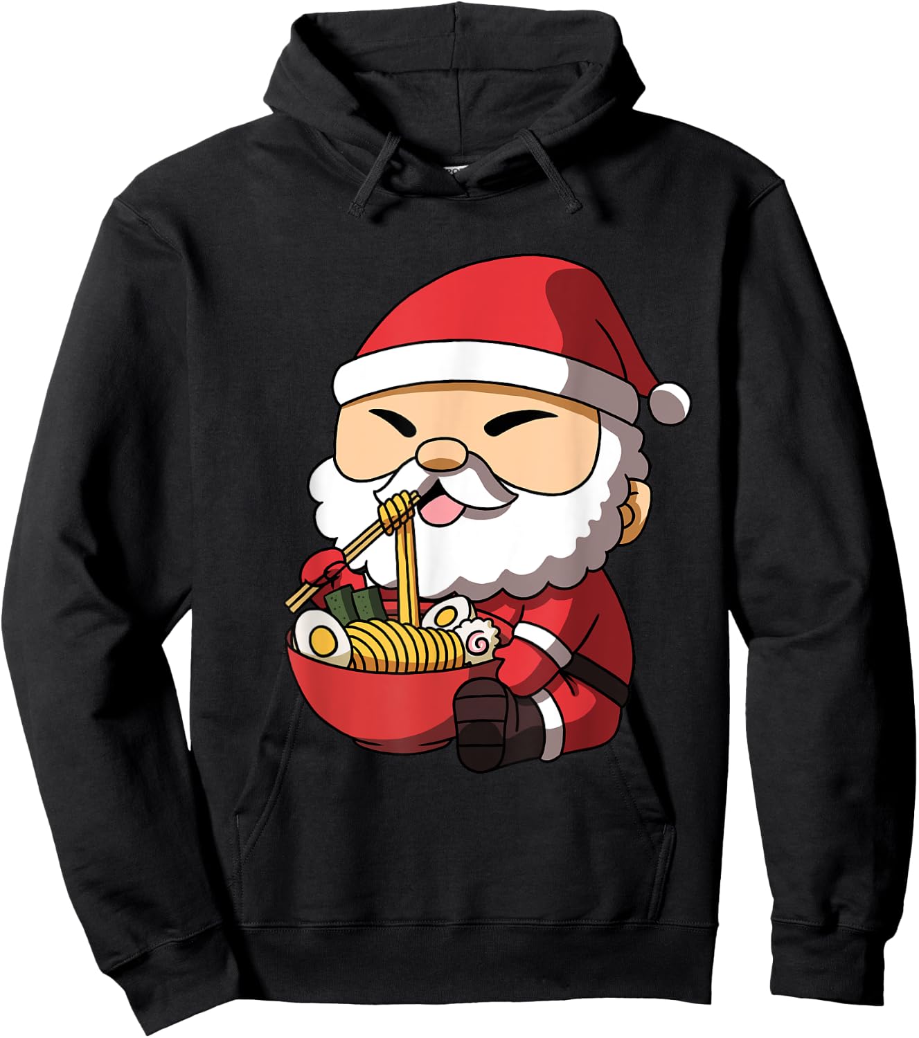 Kawaii Anime Christmas Santa Claus Japanese Ramen Hoodie - Hoodie | Black