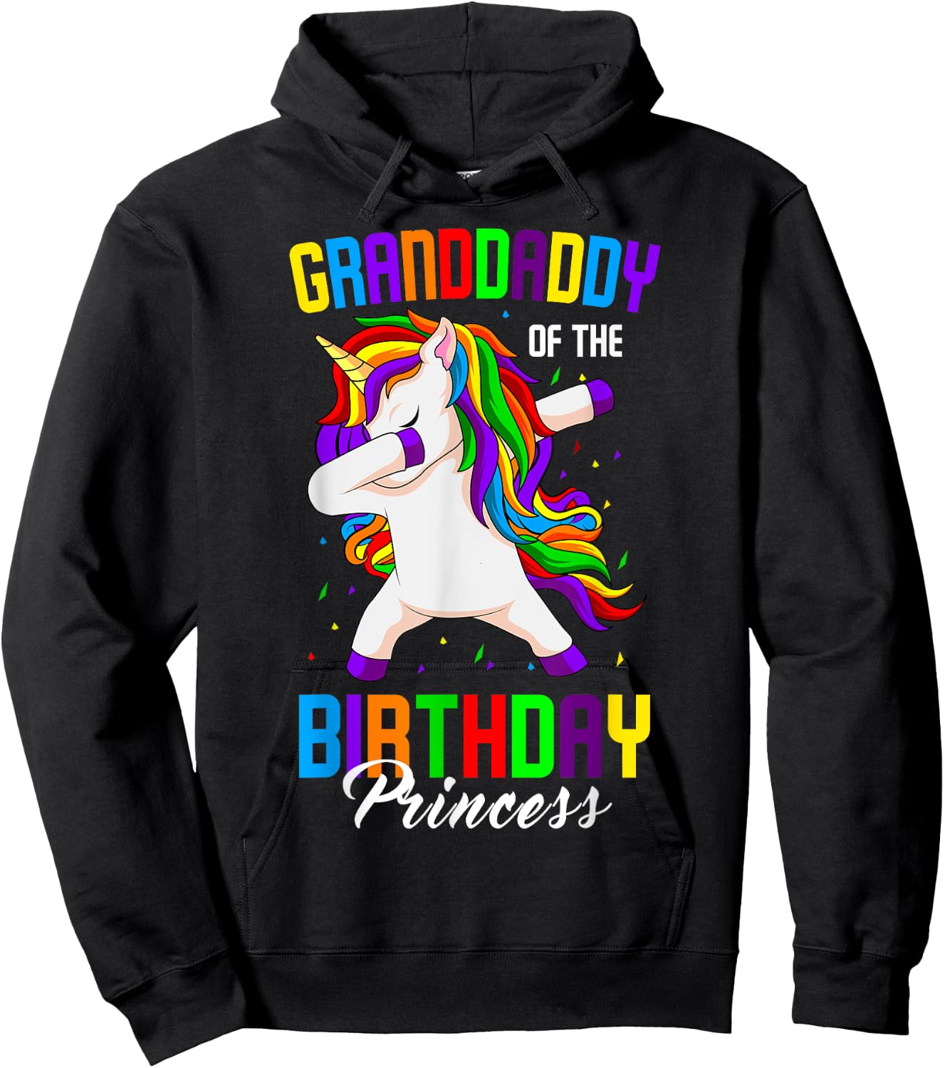 Granddaddy of the Birthday Princess Unicorn Dabbing Party Hoodie - Hoodie | Black