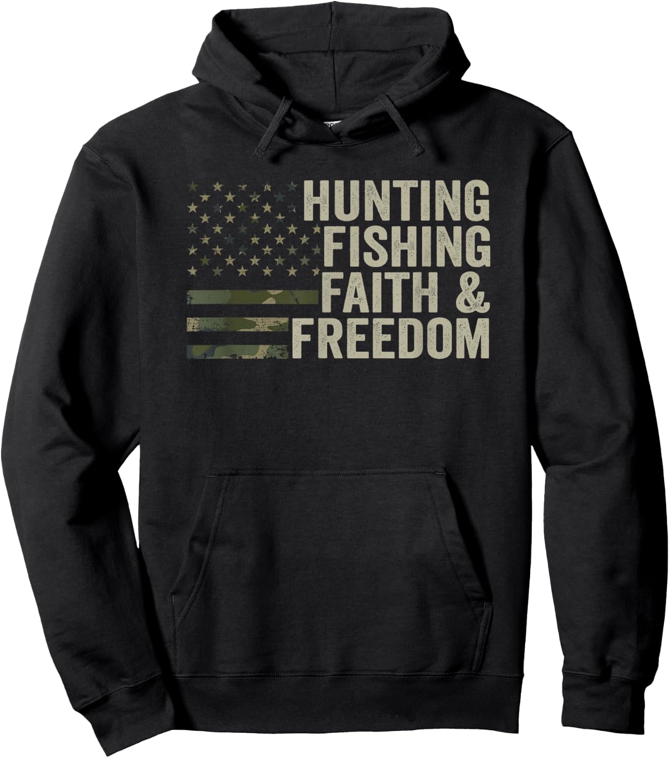 Hunting Fishing Faith & Freedom - Funny Hunter Fisherman Hoodie - Hoodie | Black