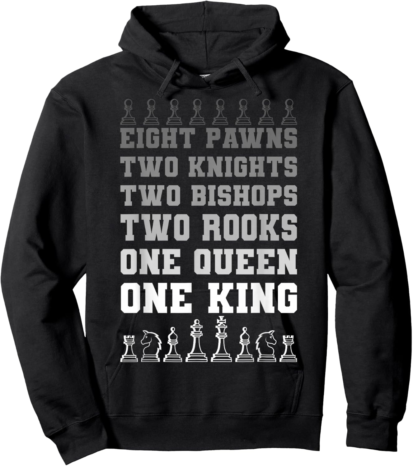 Chess Players Queen King Rook Pawns Horse Bishop Boardgame Hoodie - Hoodie | Black