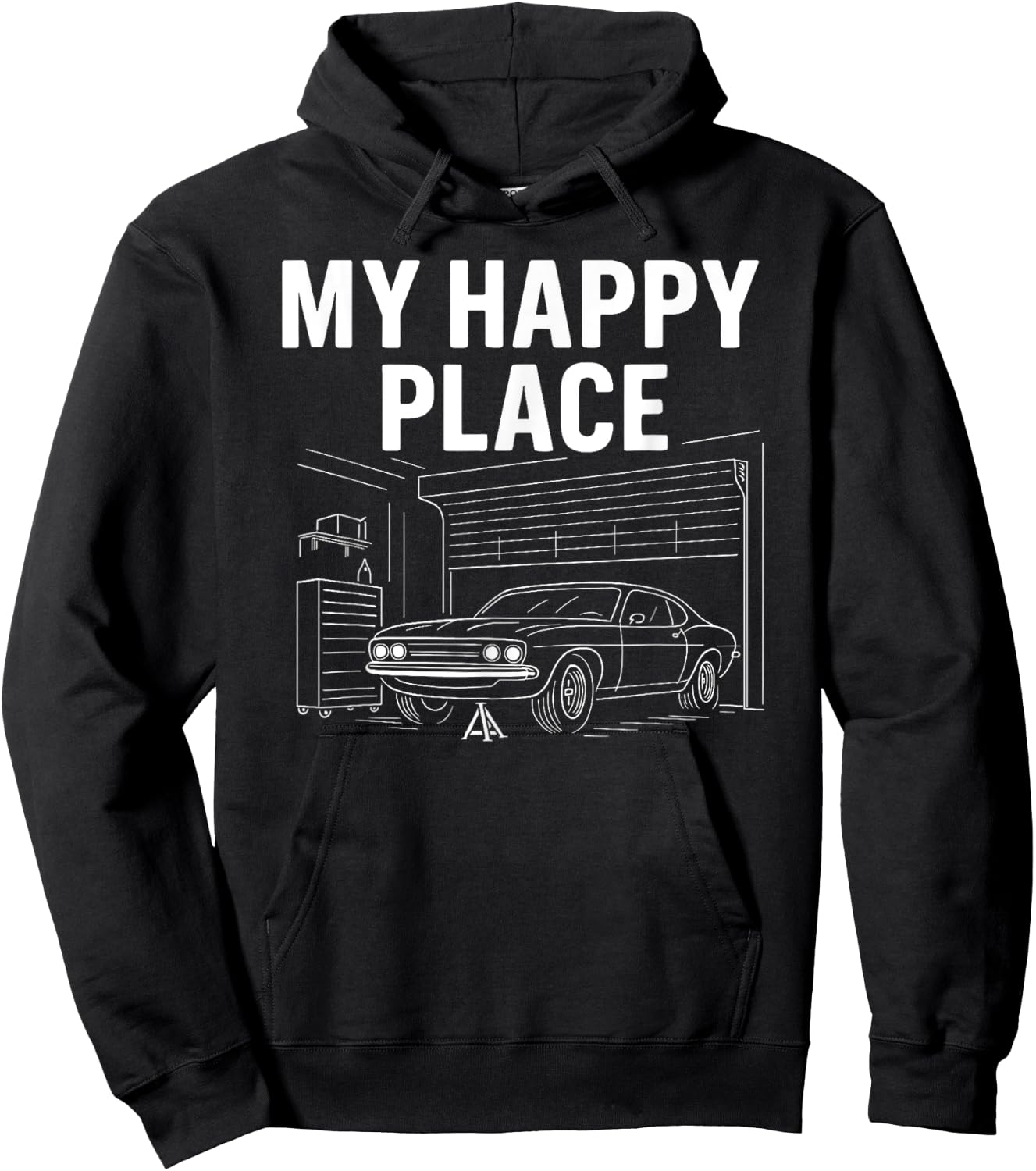 My Happy Place - Car Guy Muscle Car Mechanic Hoodie - Hoodie | Black