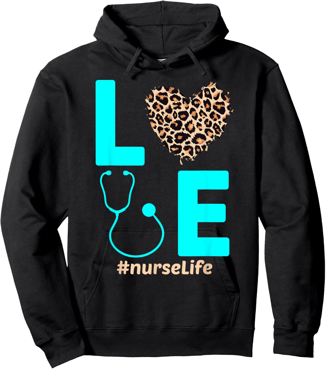 Nurse Life RN LPN CNA School Cheetah Heart Leopard Hopeful Hoodie - Hoodie | Black