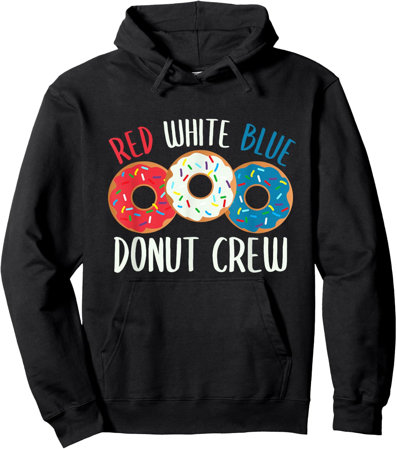 Donut Crew Red White Blue July 4th Women's American Doughnut Hoodie - Hoodie | Black