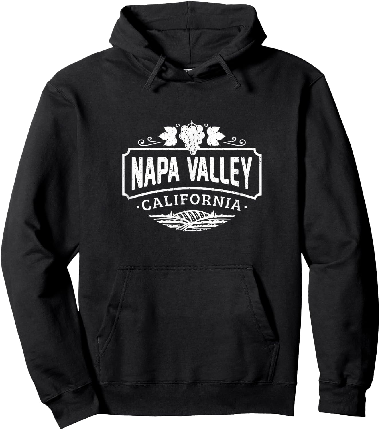 Vintage Distressed Napa Valley California Winery Hoodie - Hoodie | Black
